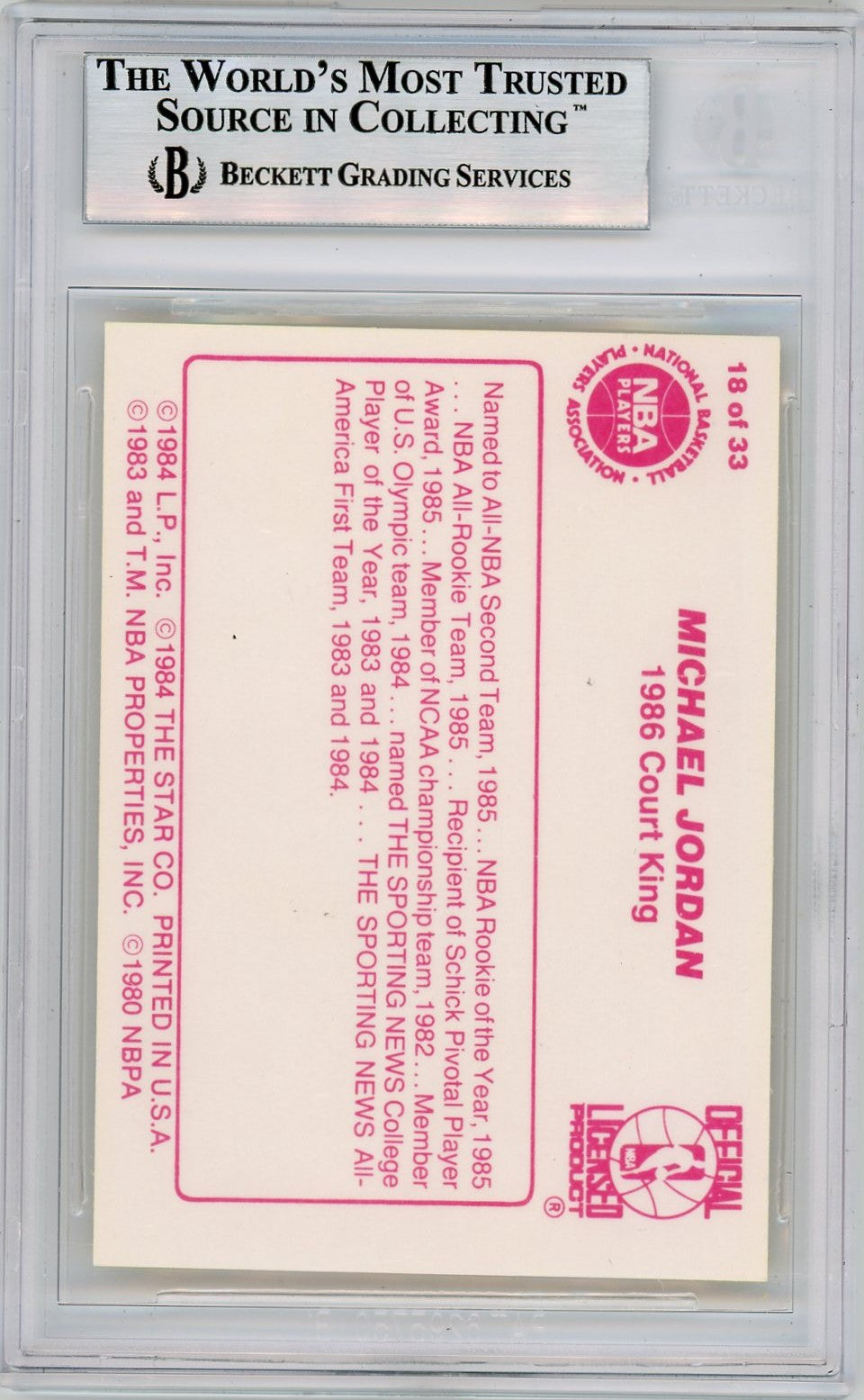 1986 Star Court Kings Michael Jordan #18 BGS 8.5