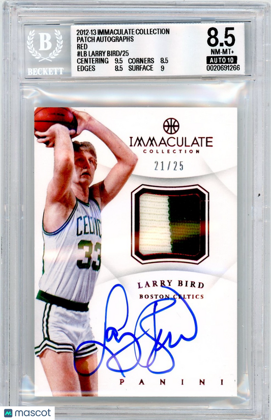 2012 Immaculate Collection Patch Auto Red Larry Bird #LB BGS 8.5 /25 Auto 10