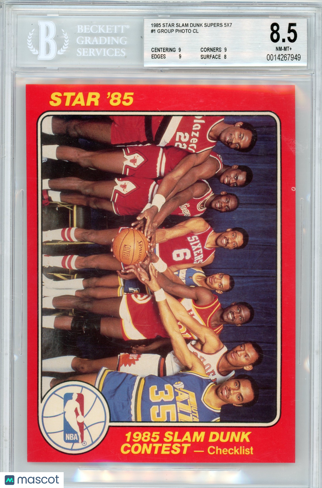1985 Star Slam Dunk Supers 5x7 Group Photo CL #1 BGS 8.5
