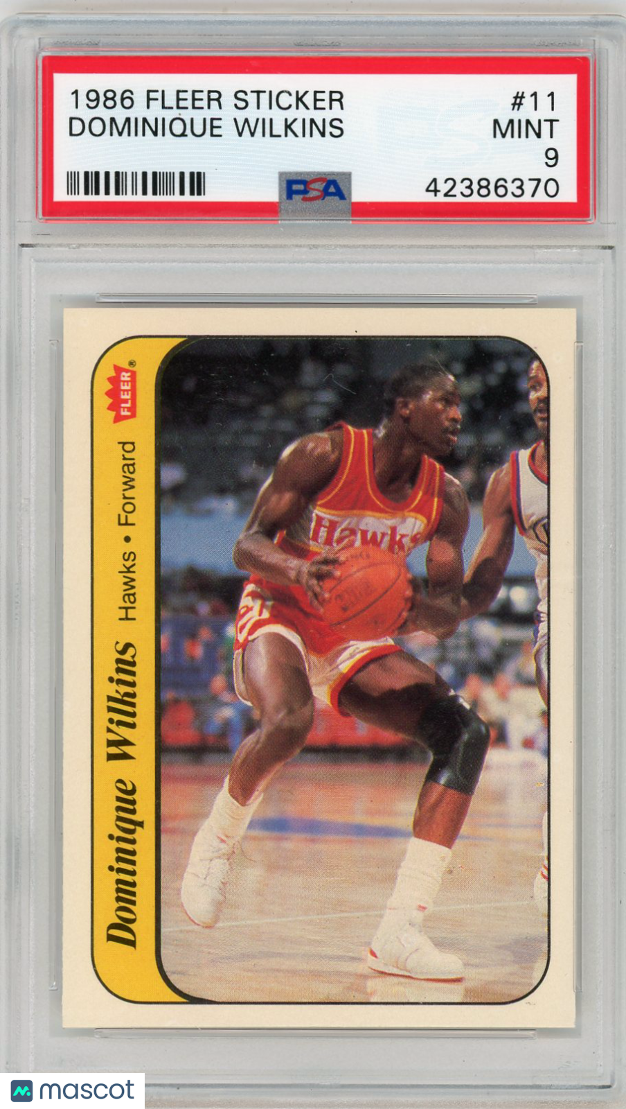 1986 Fleer Sticker Dominique Wilkins #11 PSA 9