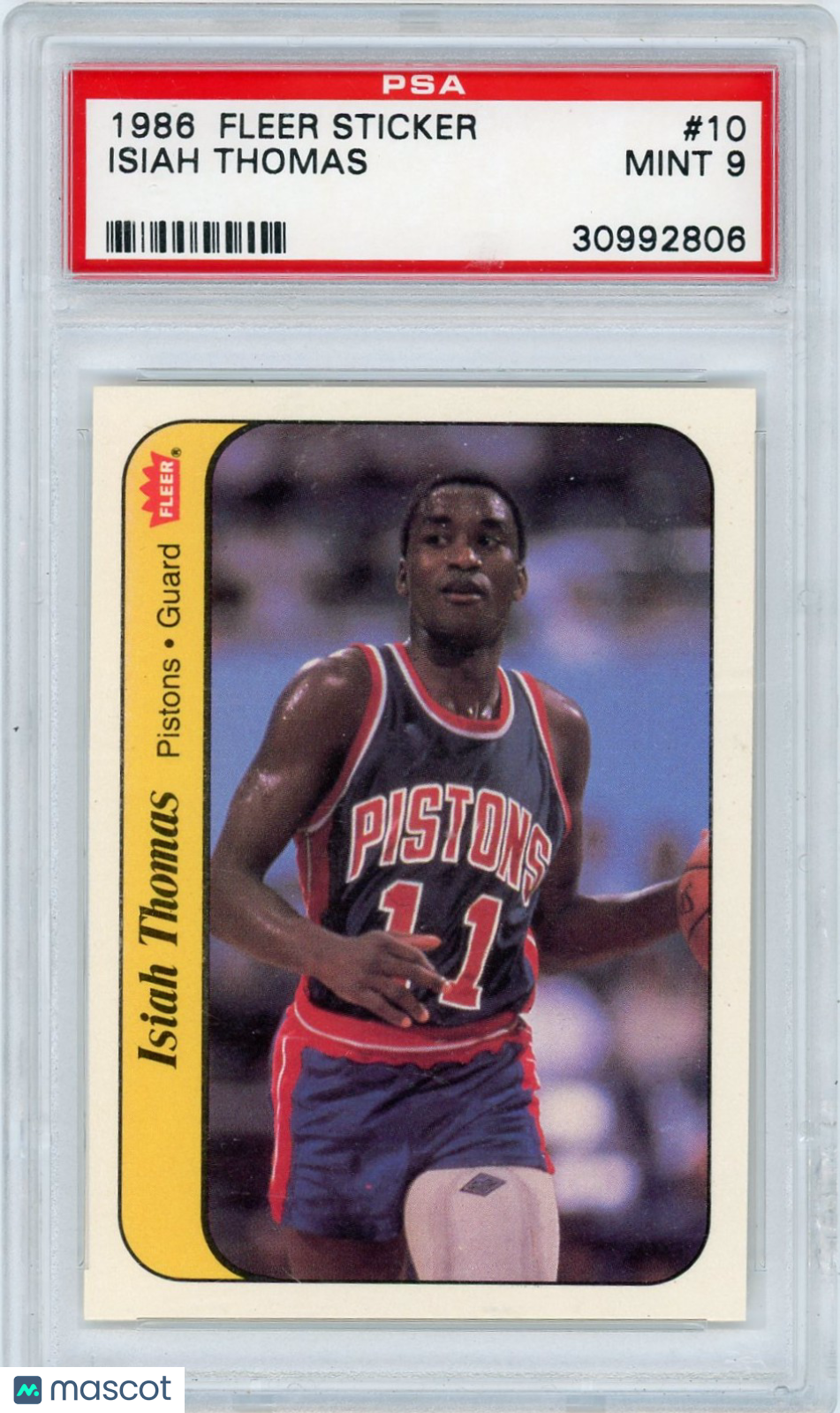 1986 Fleer Sticker Isiah Thomas #10 PSA 9