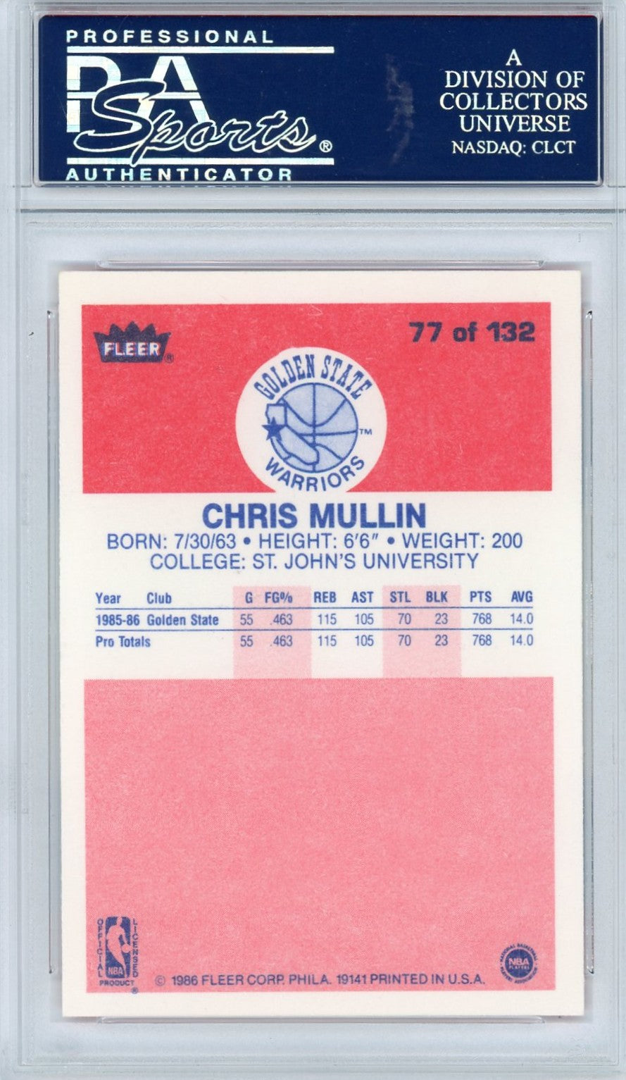 1986 Fleer Chris Mullin #77 PSA 9