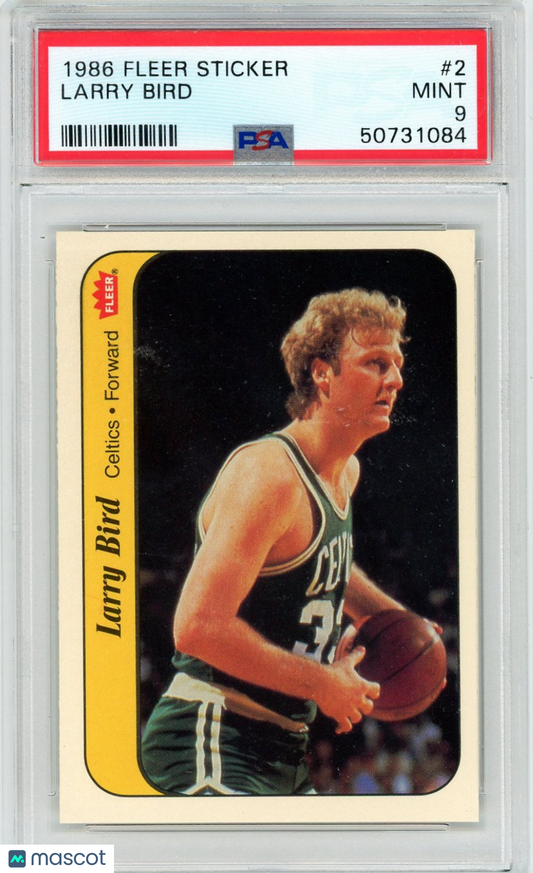 1986 Fleer Sticker Larry Bird #2 PSA 9