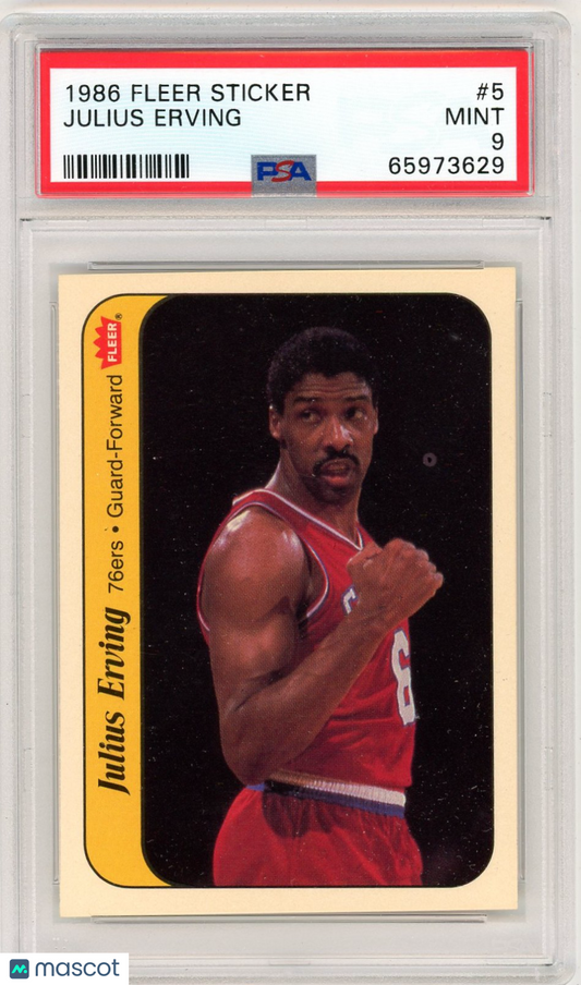 1986 Fleer Sticker Julius Erving #5 PSA 9