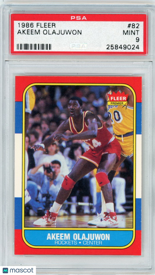 1986 Fleer Akeem Olajuwon #82 PSA 9