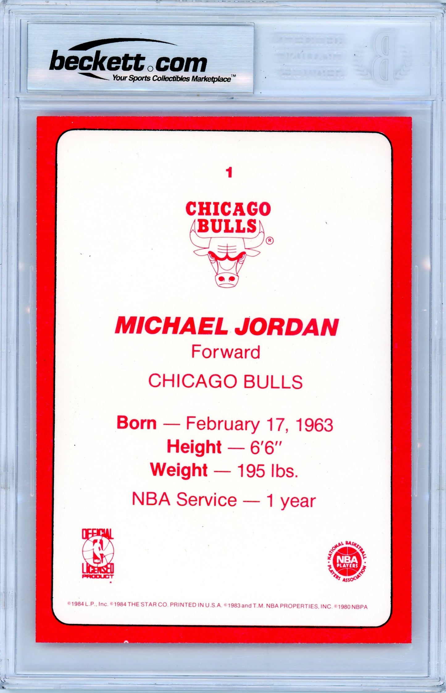 1985 Star Team Supers 5x7 Michael Jordan #CB1 BGS 8