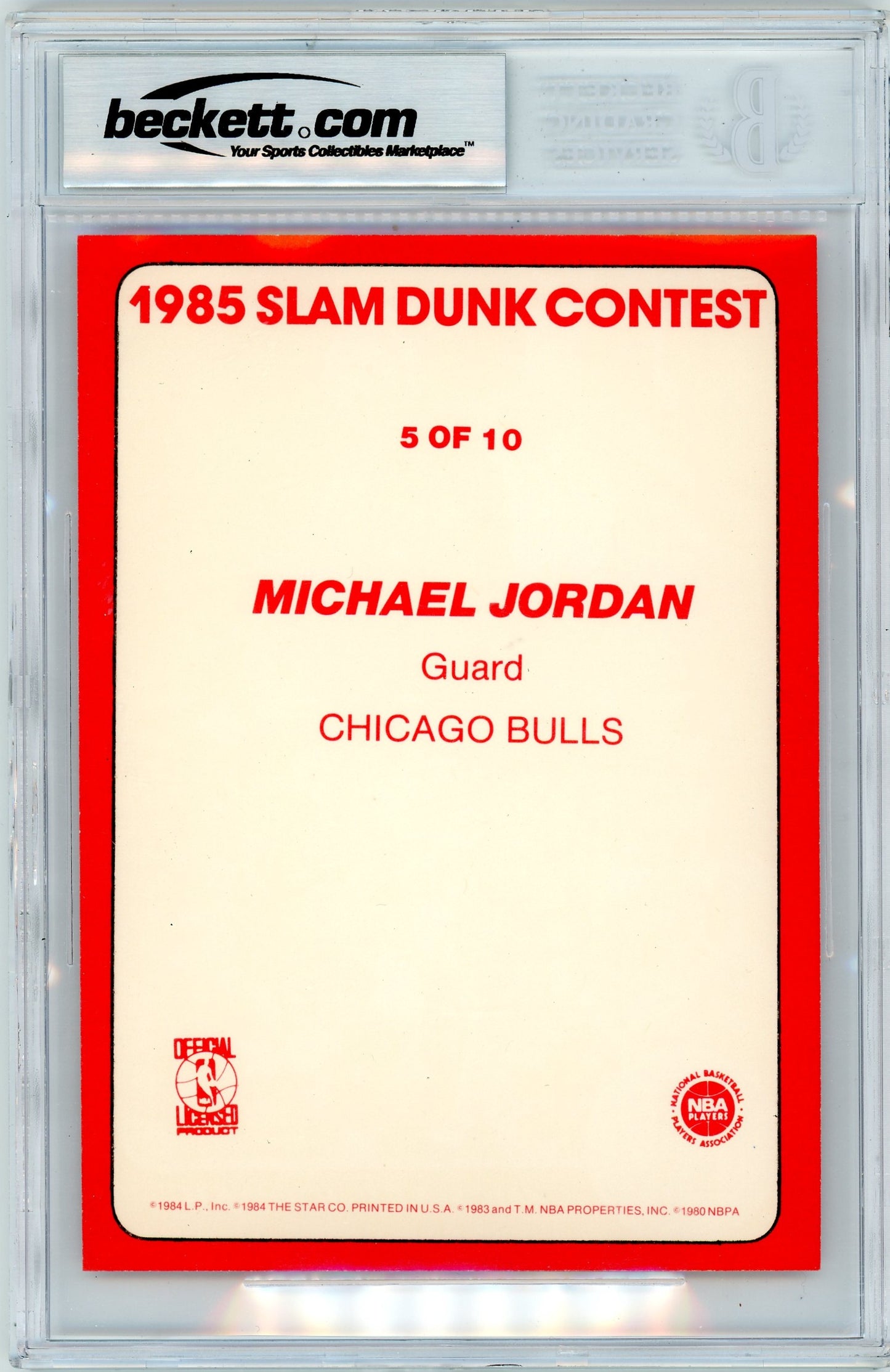 1985 Star Slam Dunk Supers 5x7 Michael Jordan #5 BGS 9