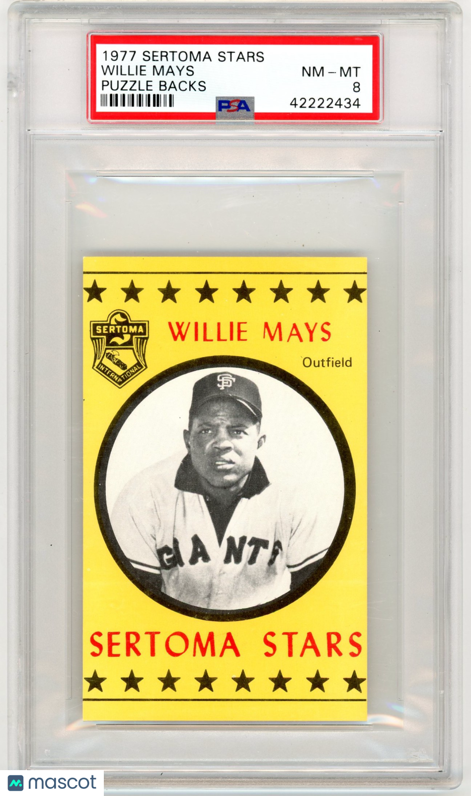 1977 Sertoma Stars Puzzle Backs Willie Mays PSA 8
