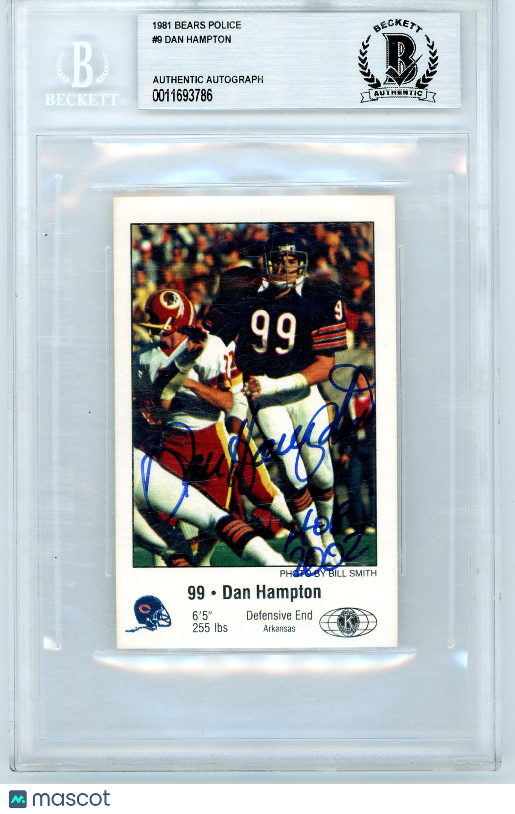 1981 Bears Police Dan Hampton #9 BGS Authentic BAS Auto Authentic