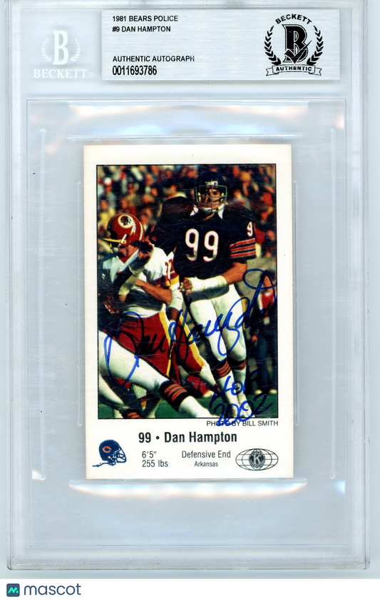 1981 Bears Police Dan Hampton #9 BGS Authentic BAS Auto Authentic