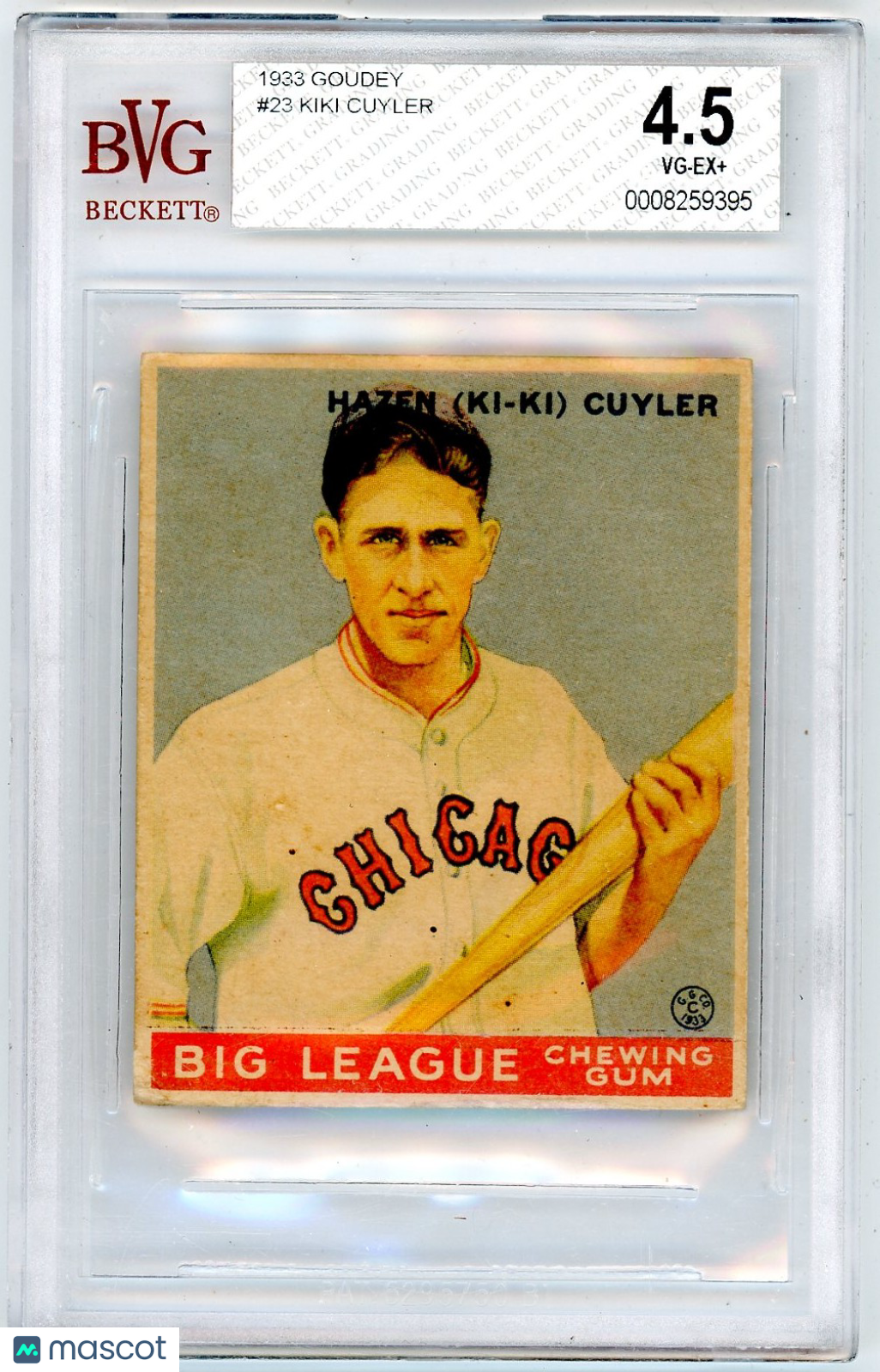 1933 Goudey Kiki Cuyler #23 BVG 4.5 Rookie