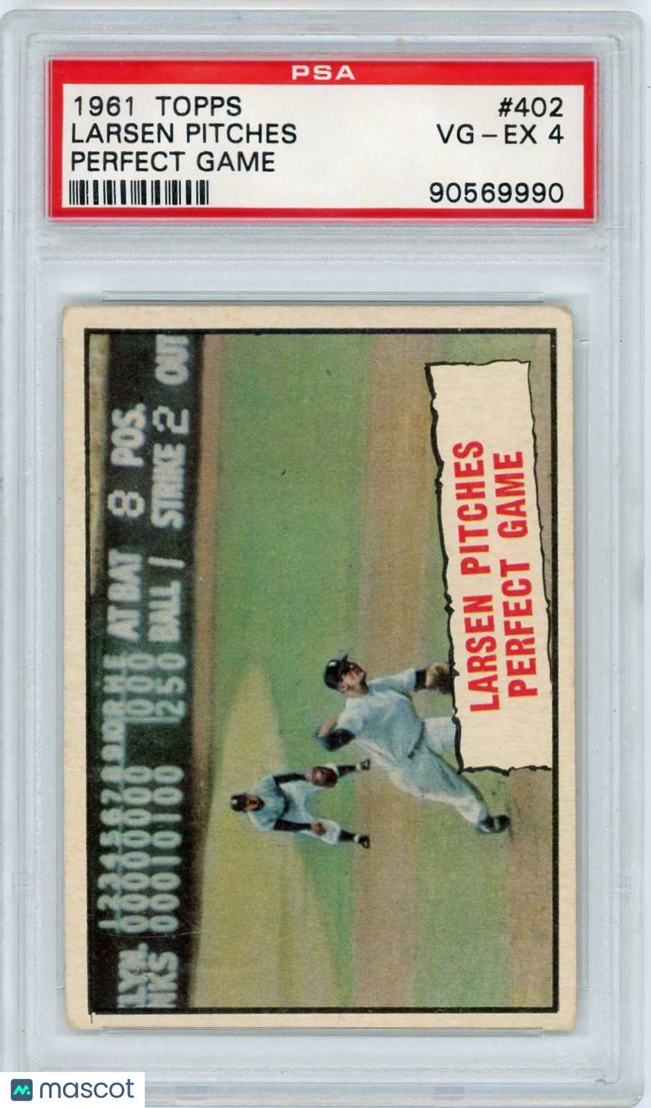 1961 Topps Larsen Pitches #402 Perfect Game PSA 4