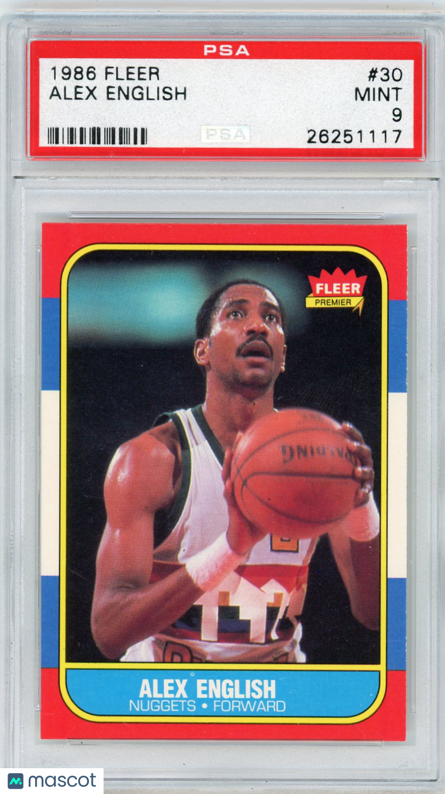 1986 Fleer Alex English #30 PSA 9