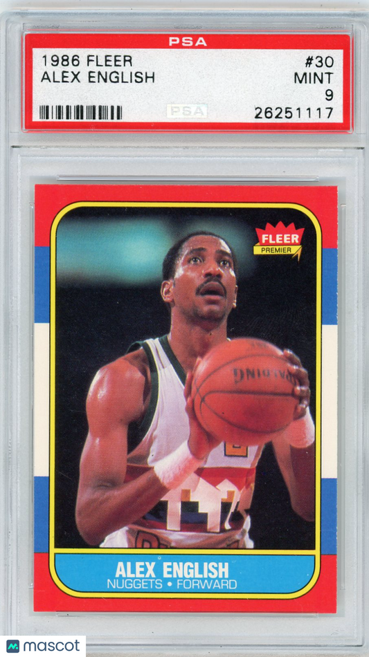 1986 Fleer Alex English #30 PSA 9