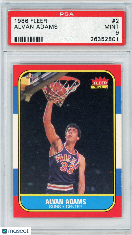 1986 Fleer Alvan Adams #2 PSA 9