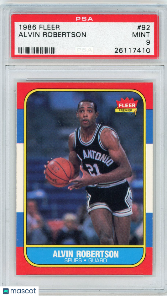 1986 Fleer Alvin Robertson #92 PSA 9