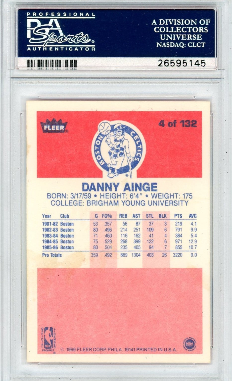 1986 Fleer Danny Ainge #4 PSA 9