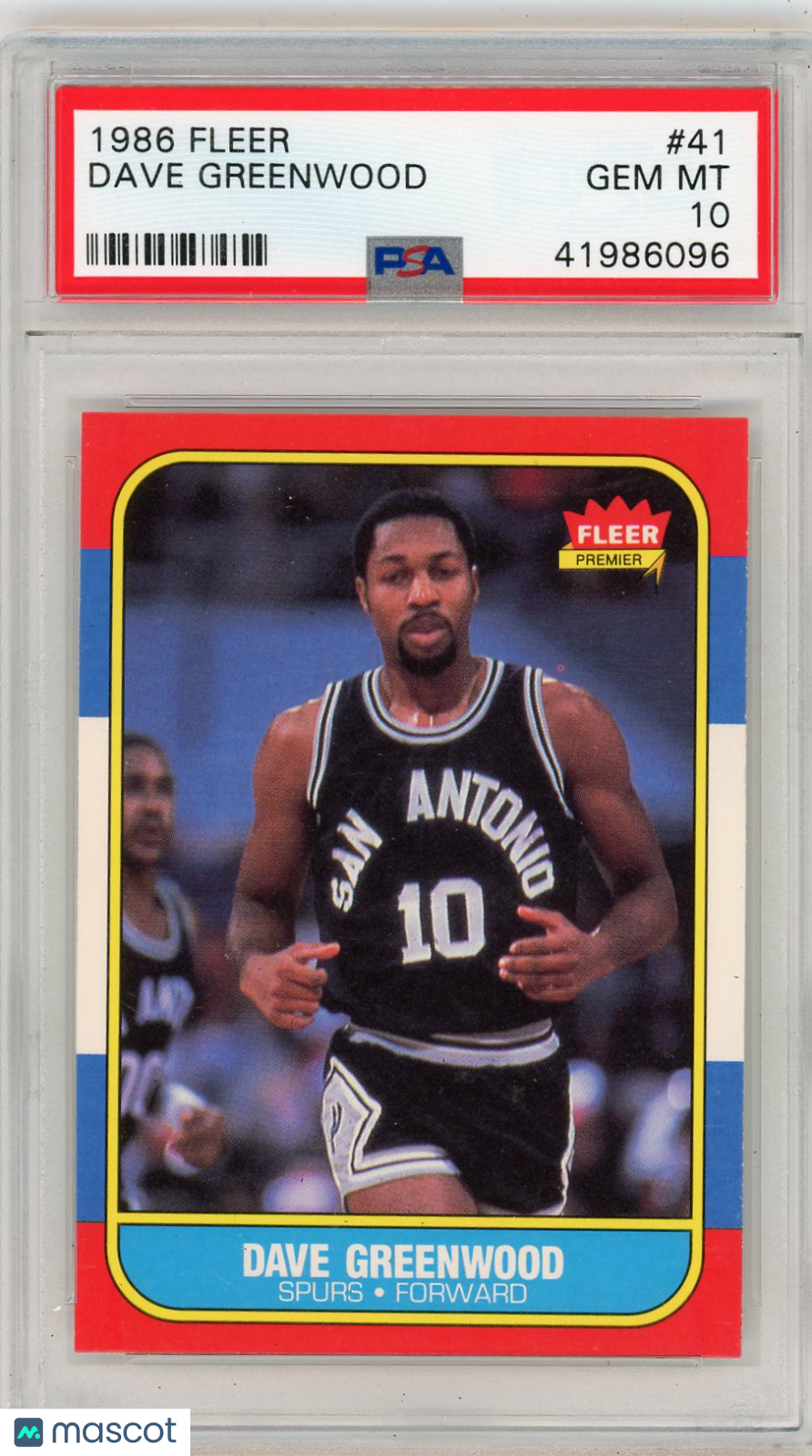 1986 Fleer Dave Greenwood #41 PSA 10