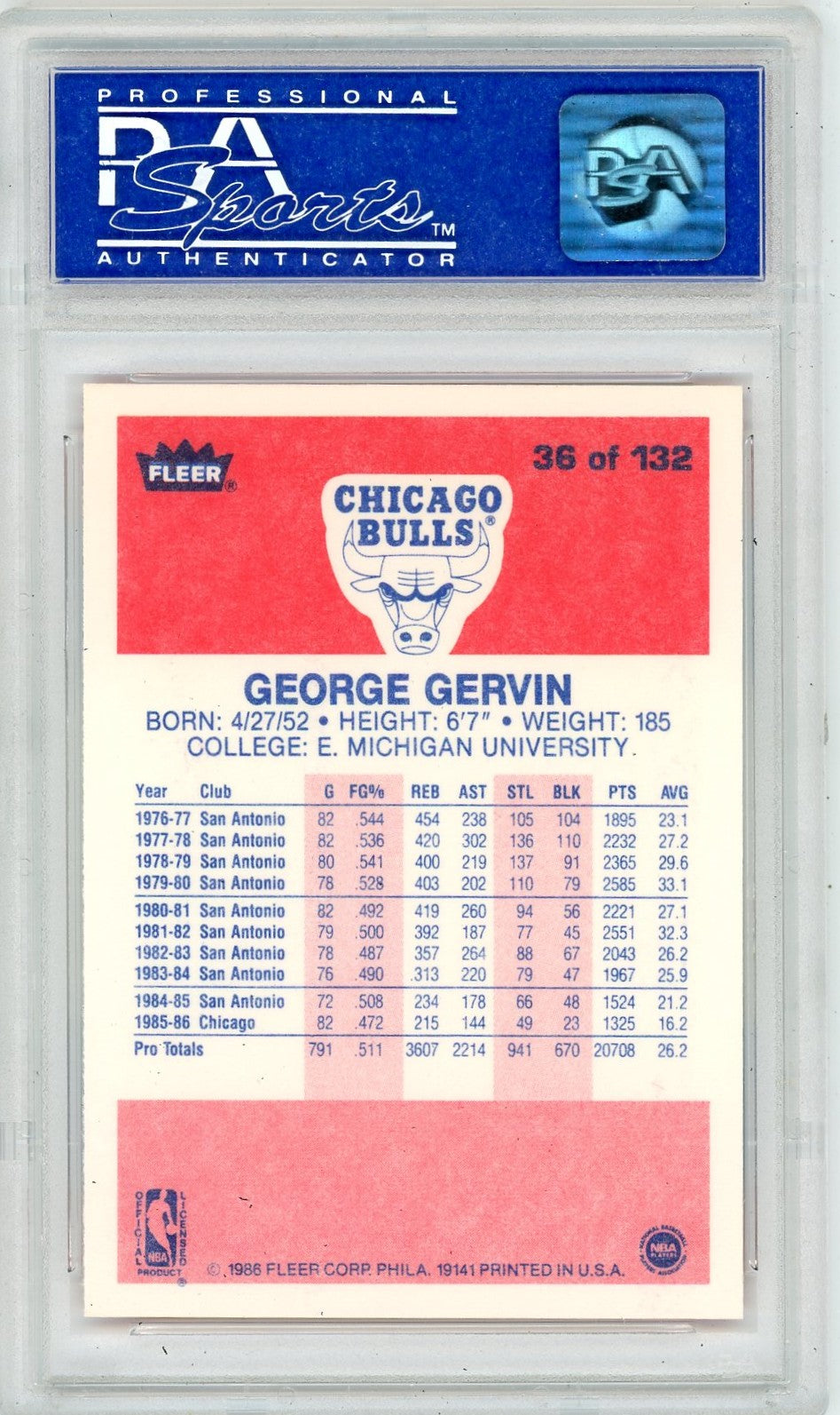 1986 Fleer George Gervin #36 PSA 9