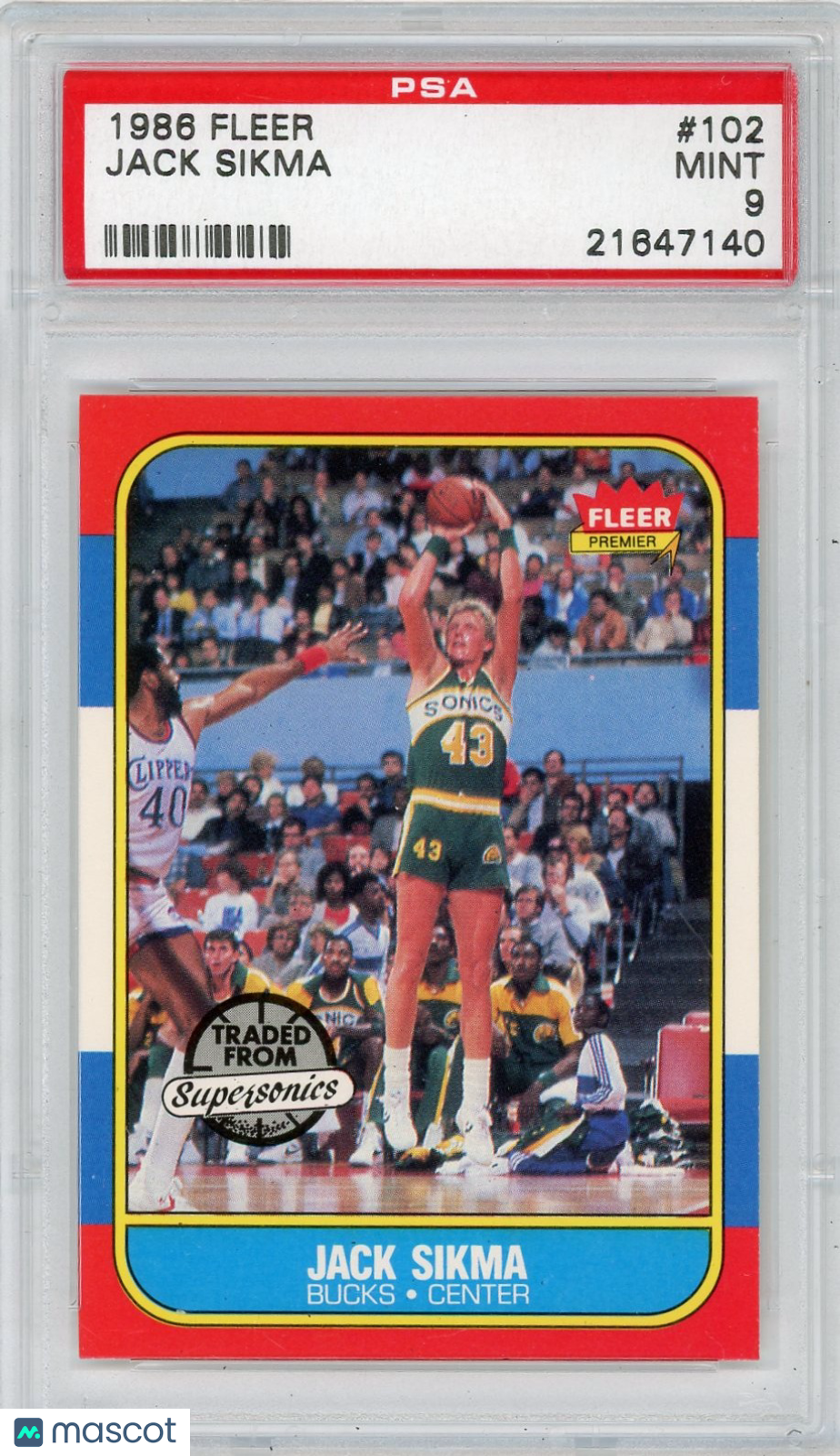 1986 Fleer Jack Sikma #102 PSA 9