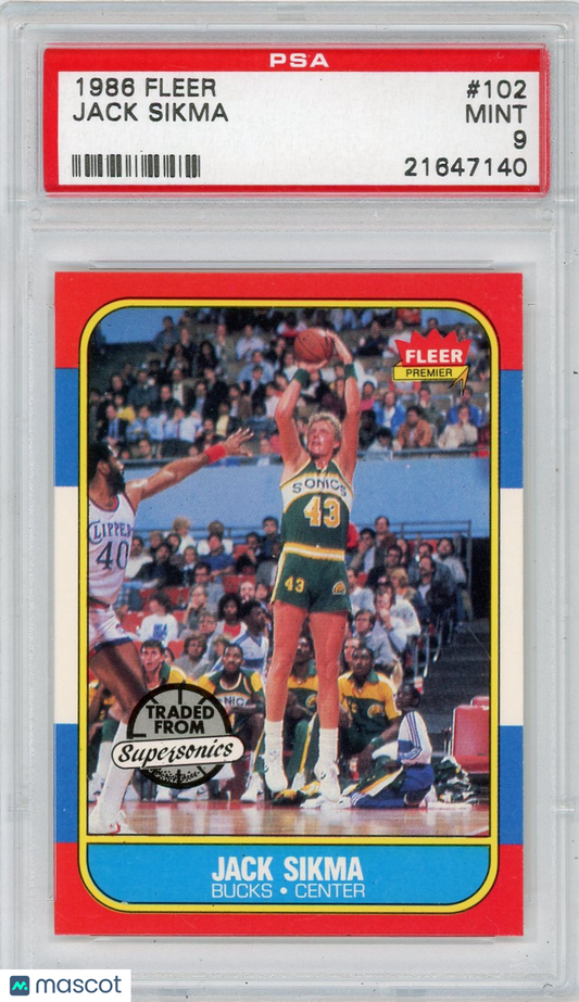 1986 Fleer Jack Sikma #102 PSA 9