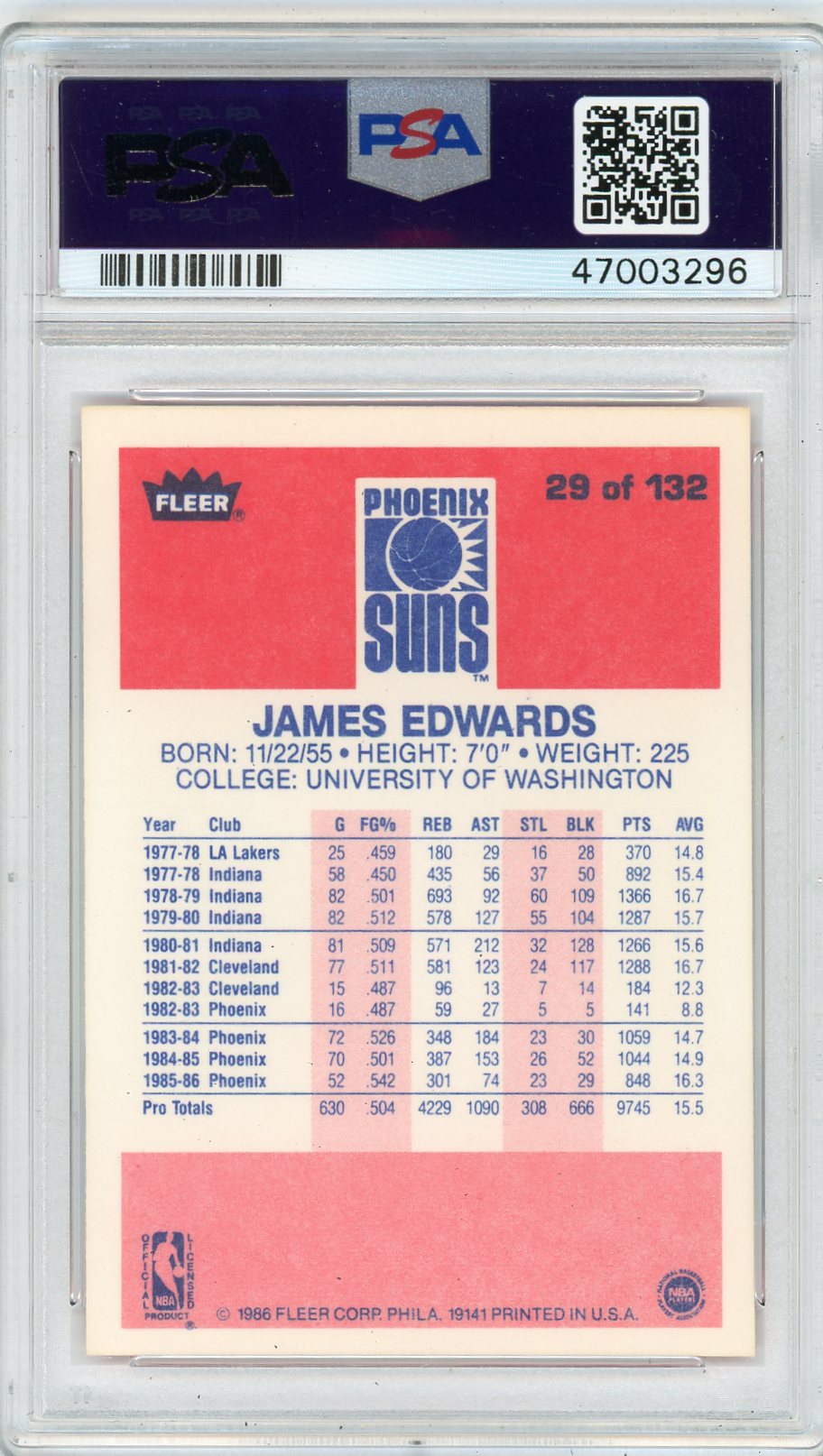 1986 Fleer James Edwards #29 PSA 9
