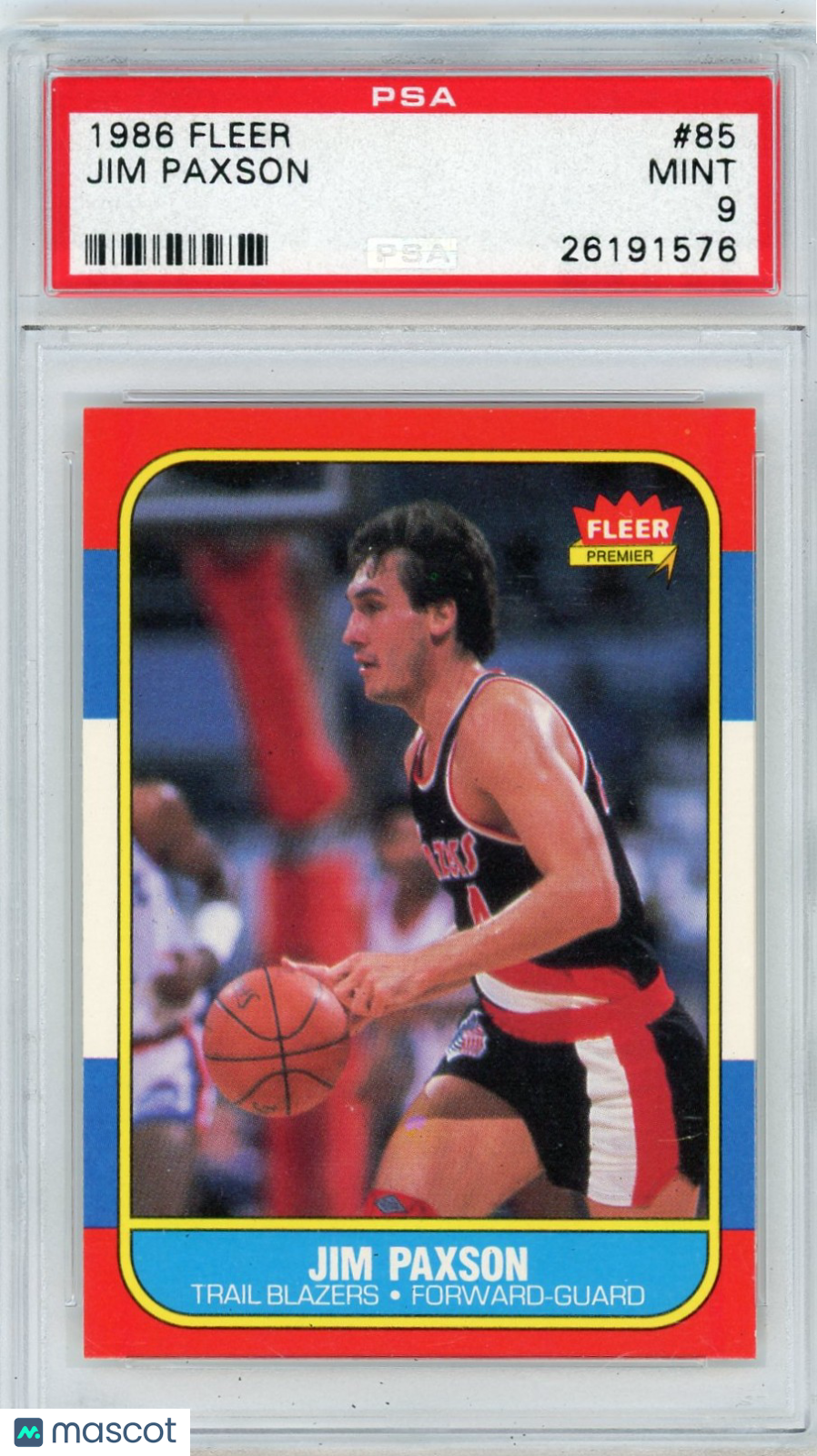 1986 Fleer Jim Paxson #85 PSA 9