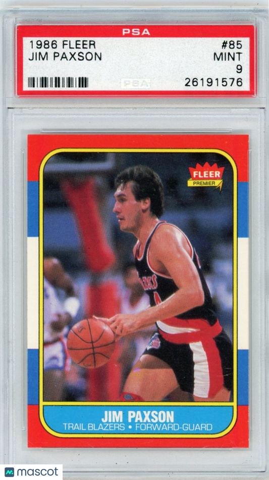 1986 Fleer Jim Paxson #85 PSA 9