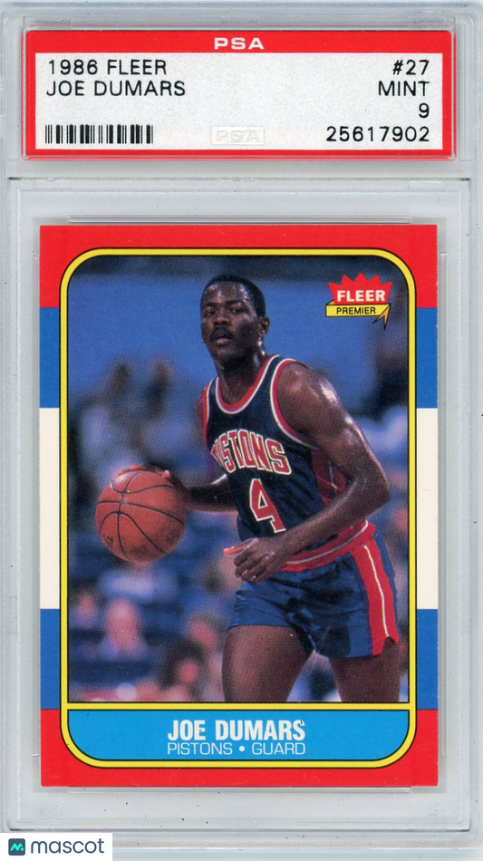 1986 Fleer Joe Dumars #27 PSA 9