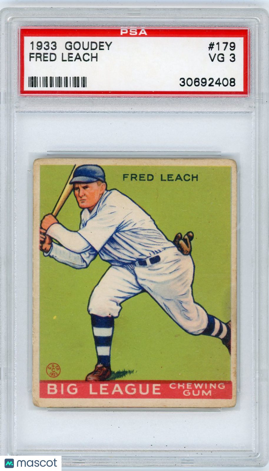 1933 Goudey Fred Leach #179 PSA 3