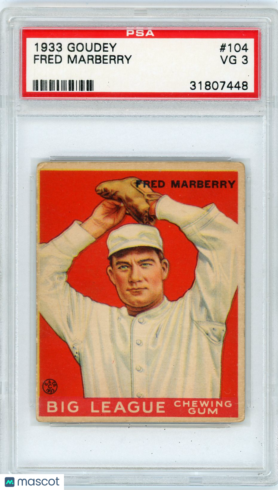 1933 Goudey Fred Marberry #104 PSA 3
