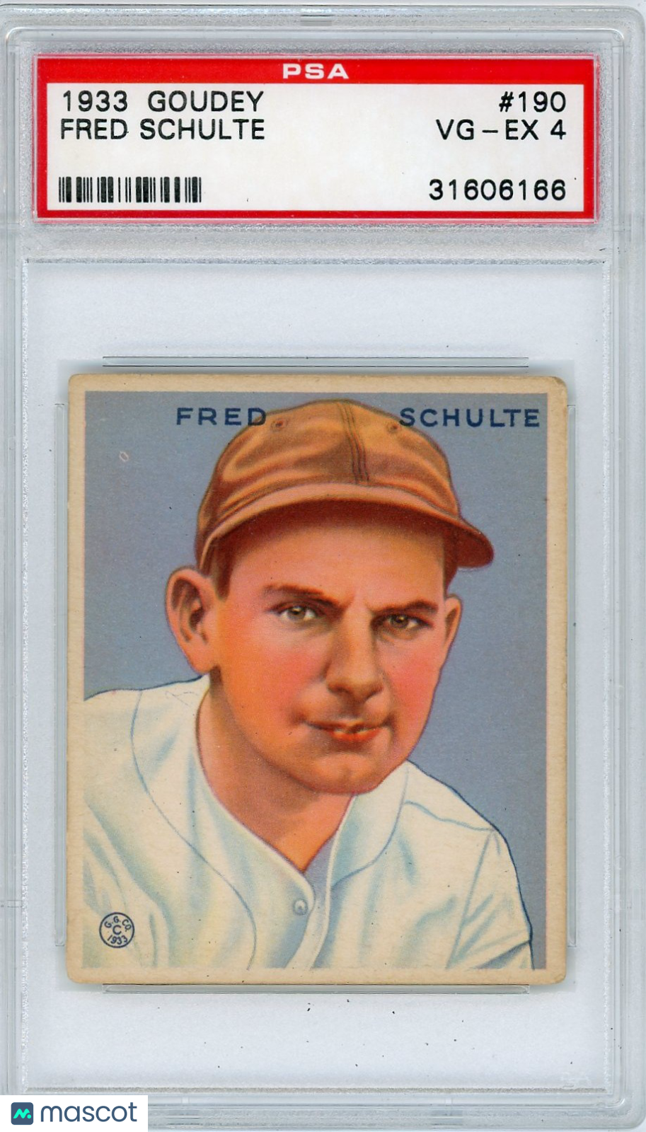 1933 Goudey Fred Schulte #190 PSA 4
