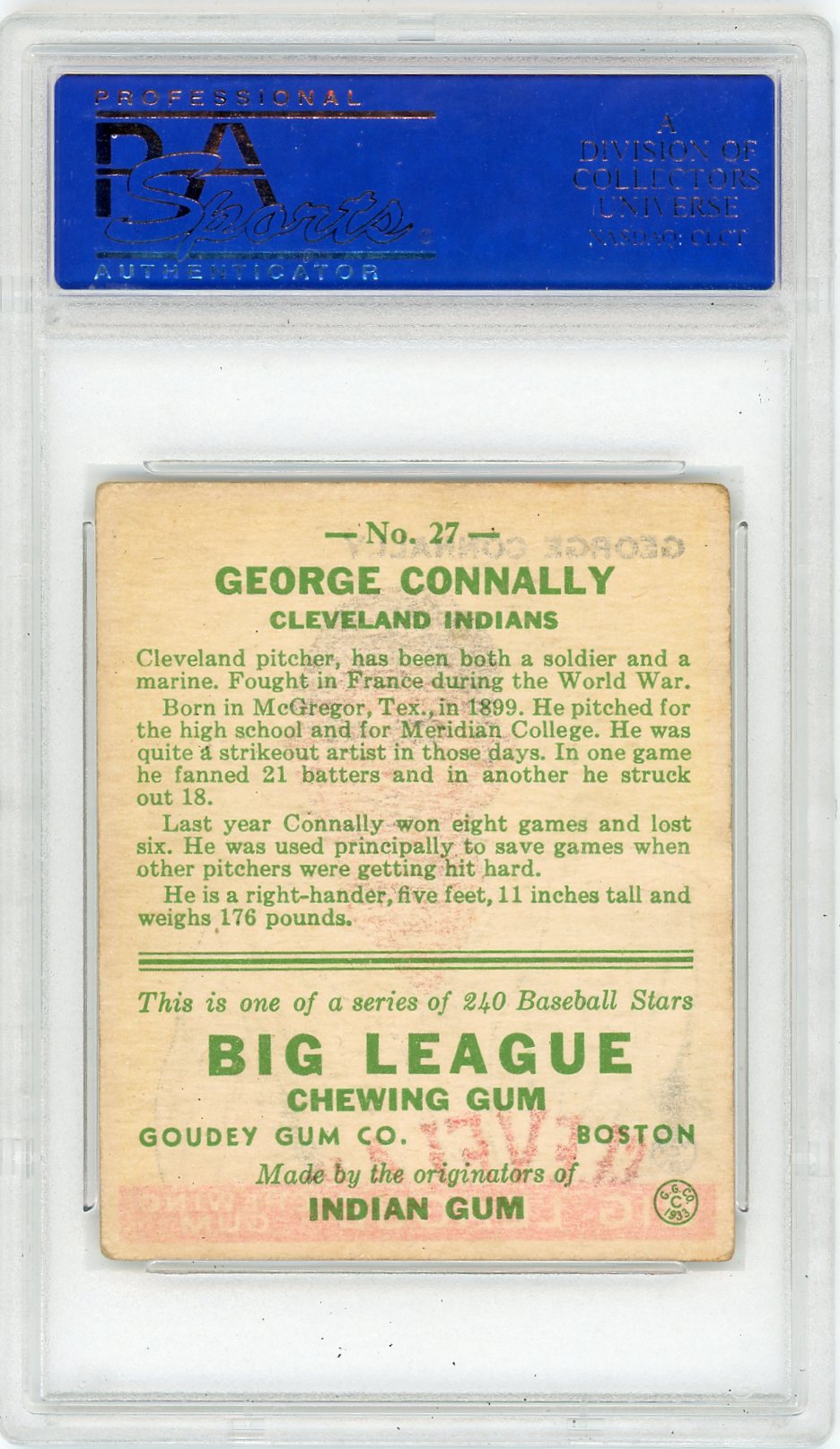 1933 Goudey George Connally #27 PSA 4