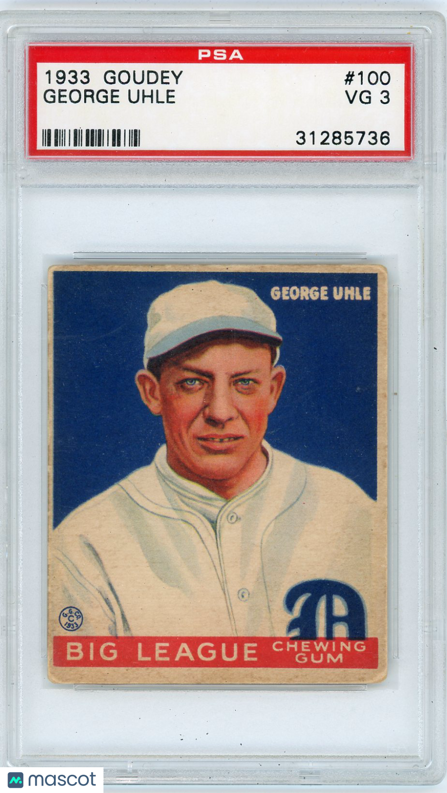 1933 Goudey George Uhle #100 PSA 3