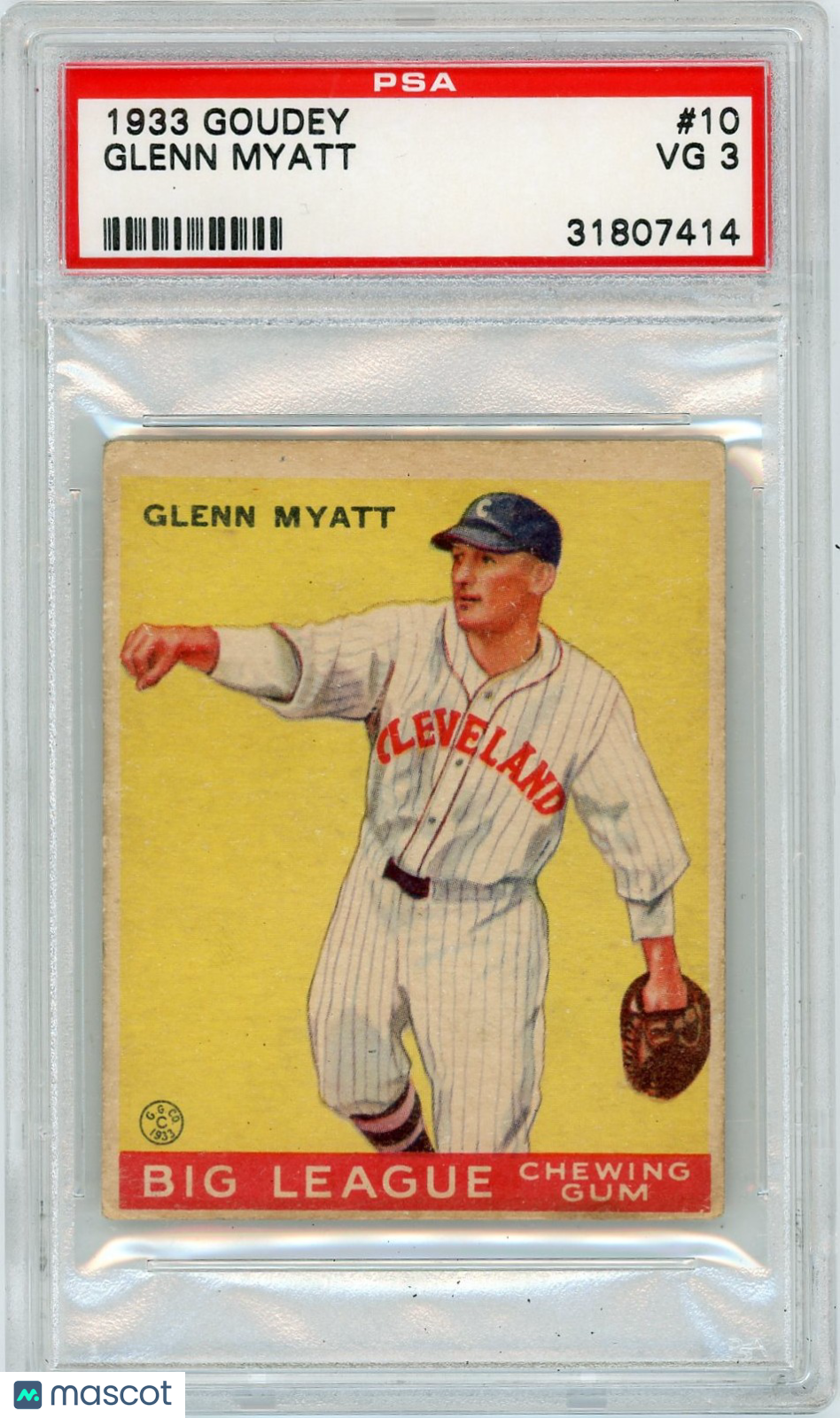 1933 Goudey Glenn Myatt #10 PSA 3