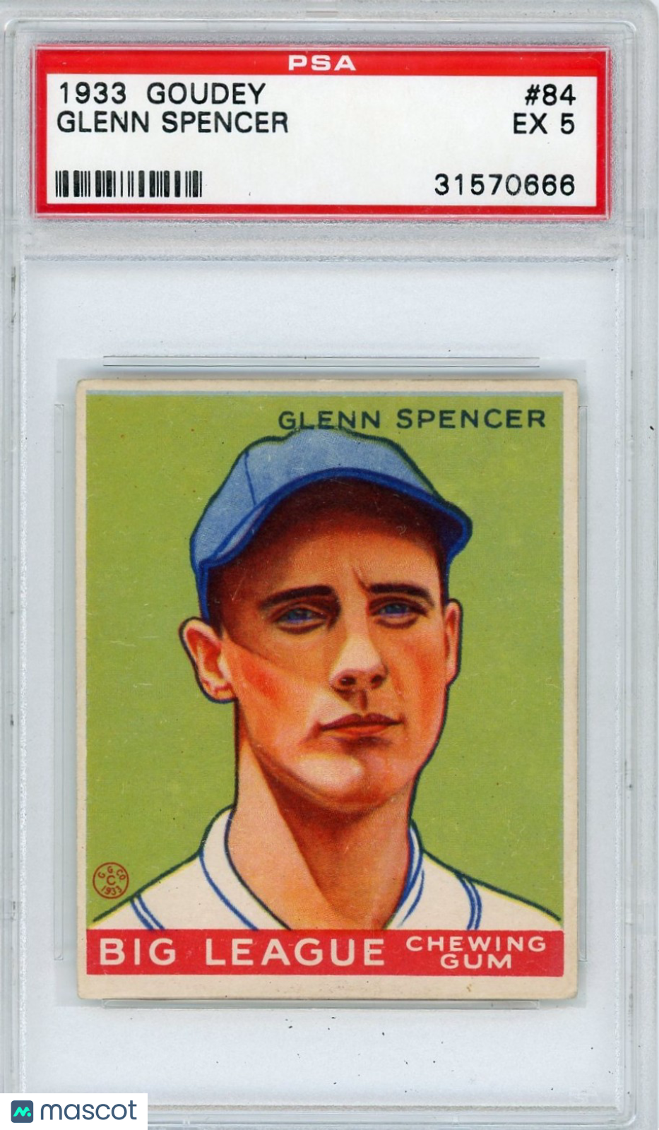 1933 Goudey Glenn Spencer #84 PSA 5