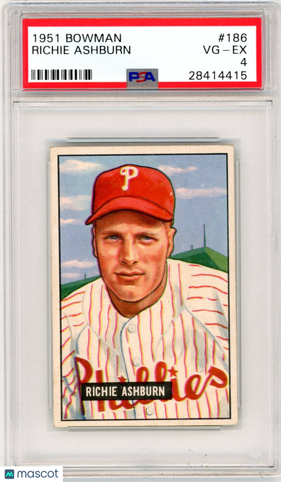 1951 Bowman Richie Ashburn #186 PSA 4