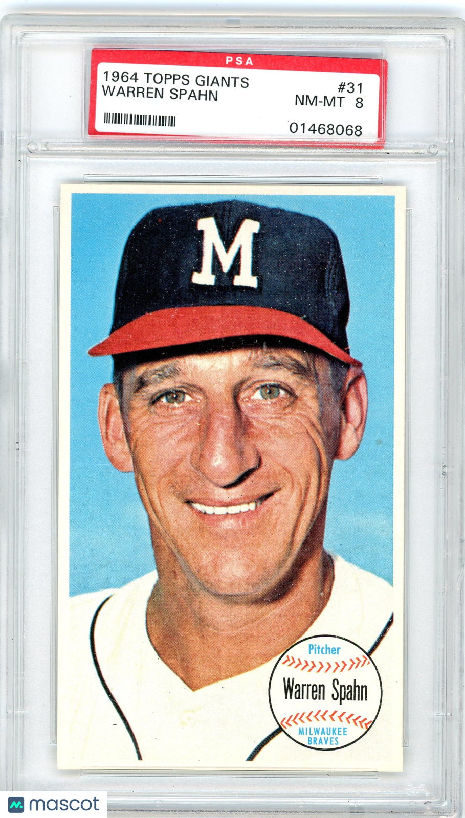 1964 Topps Giants Warren Spahn #31 PSA 8