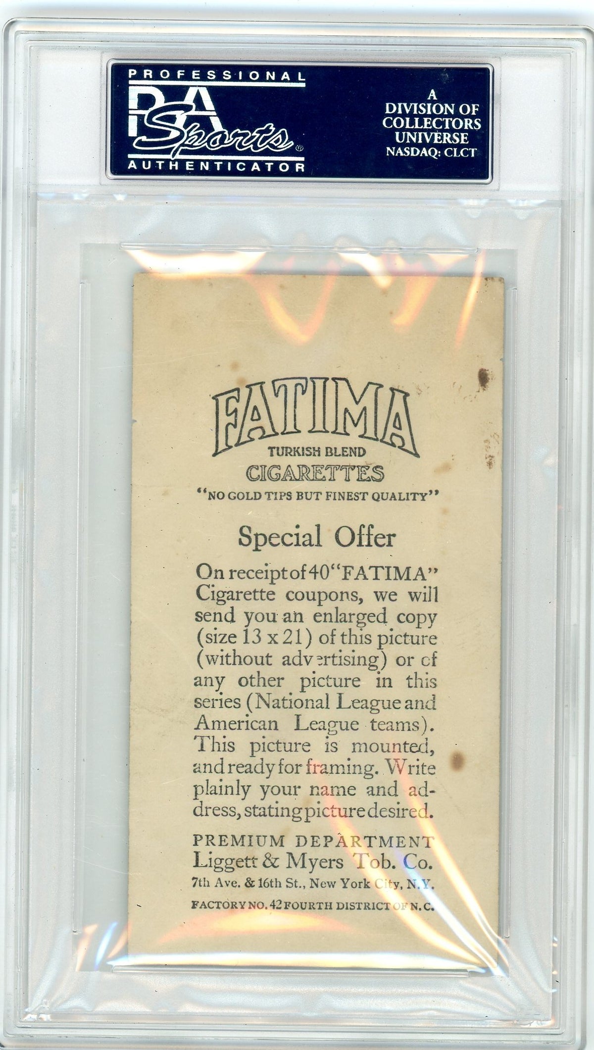 1913 T200 Fatima Team Pittsburgh Nationals PSA 1.5