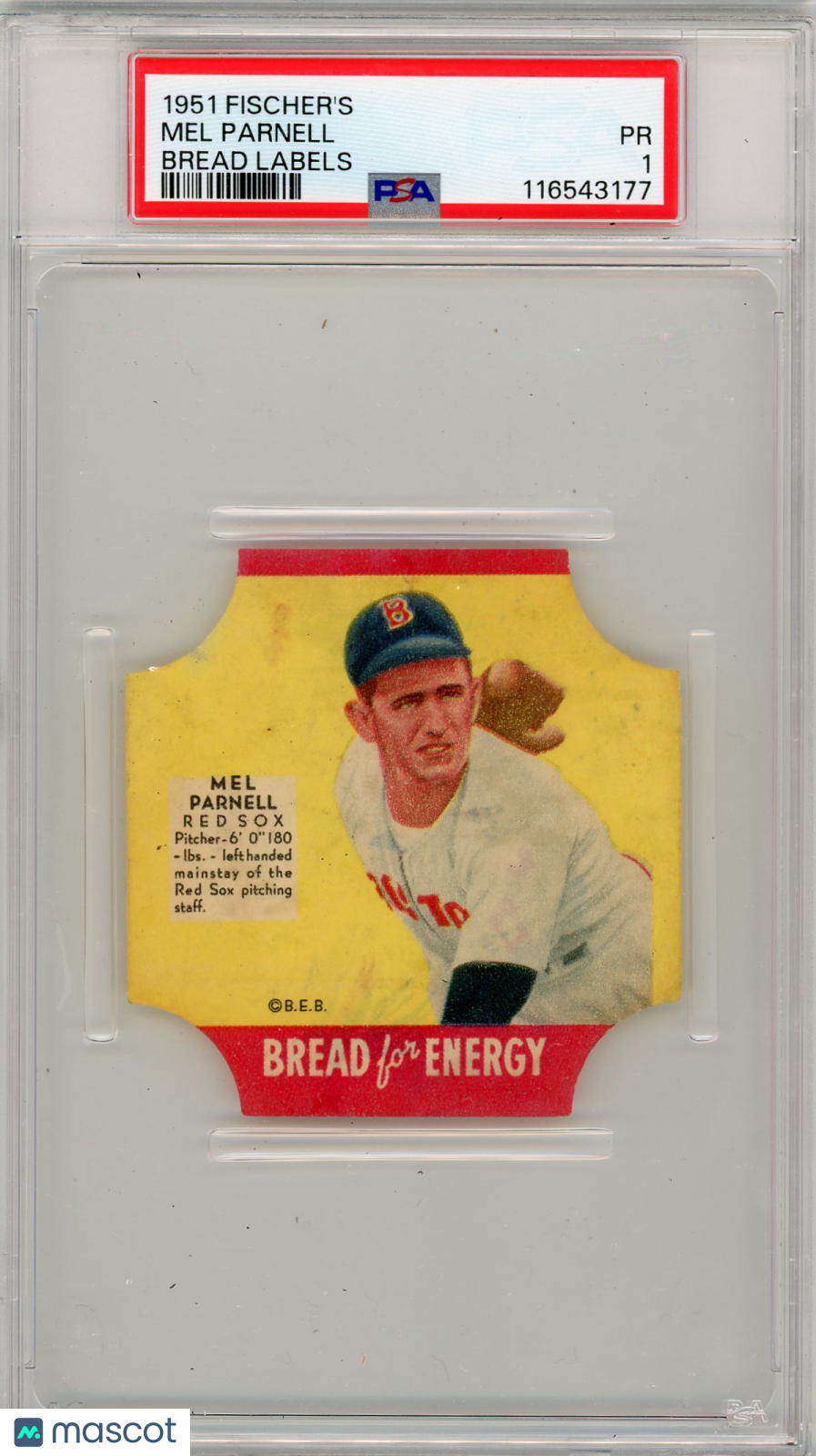 1951 Fischer's Bread Labels Mel Parnell PSA 1