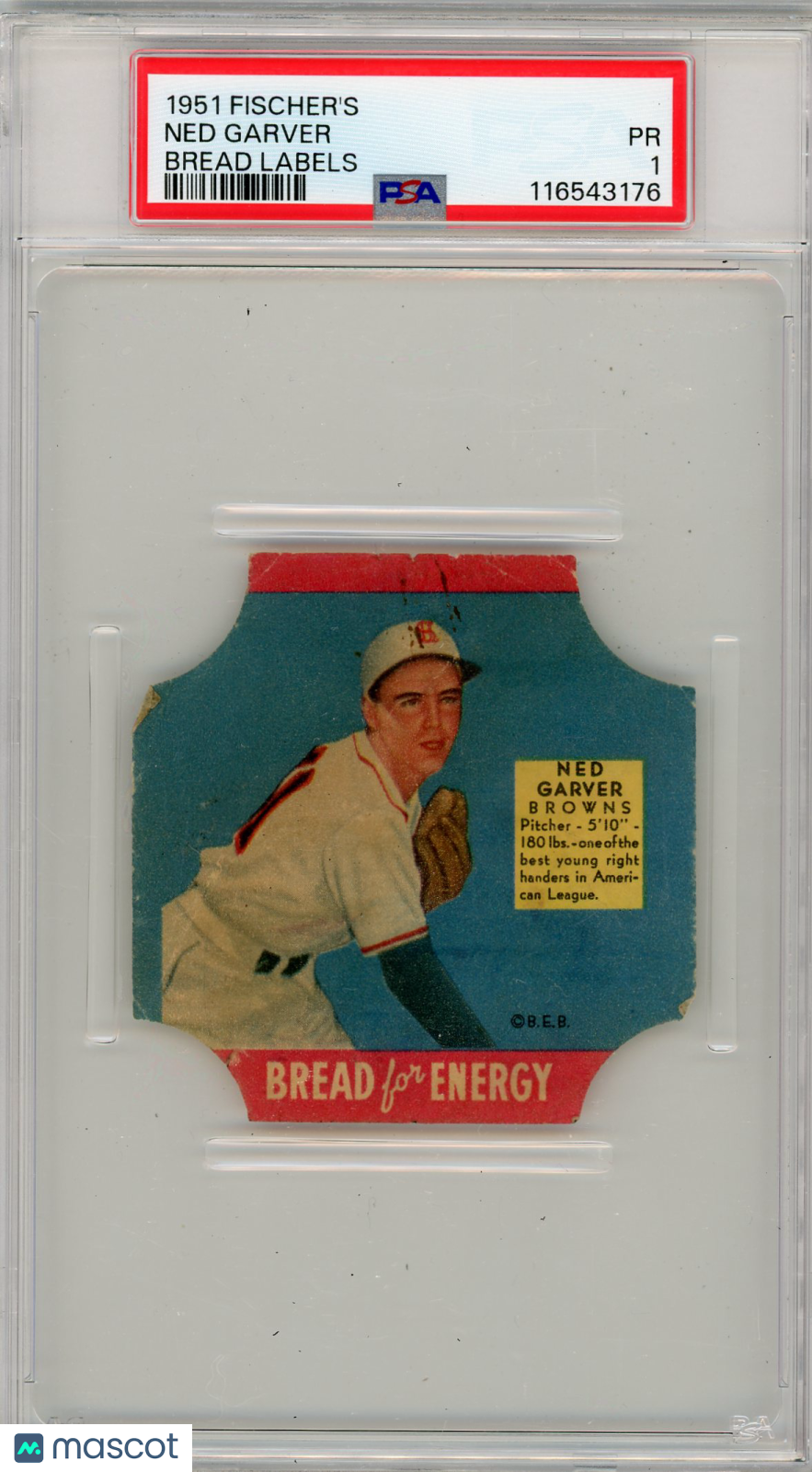 1951 Fischer's Bread Labels Ned Garver PSA 1