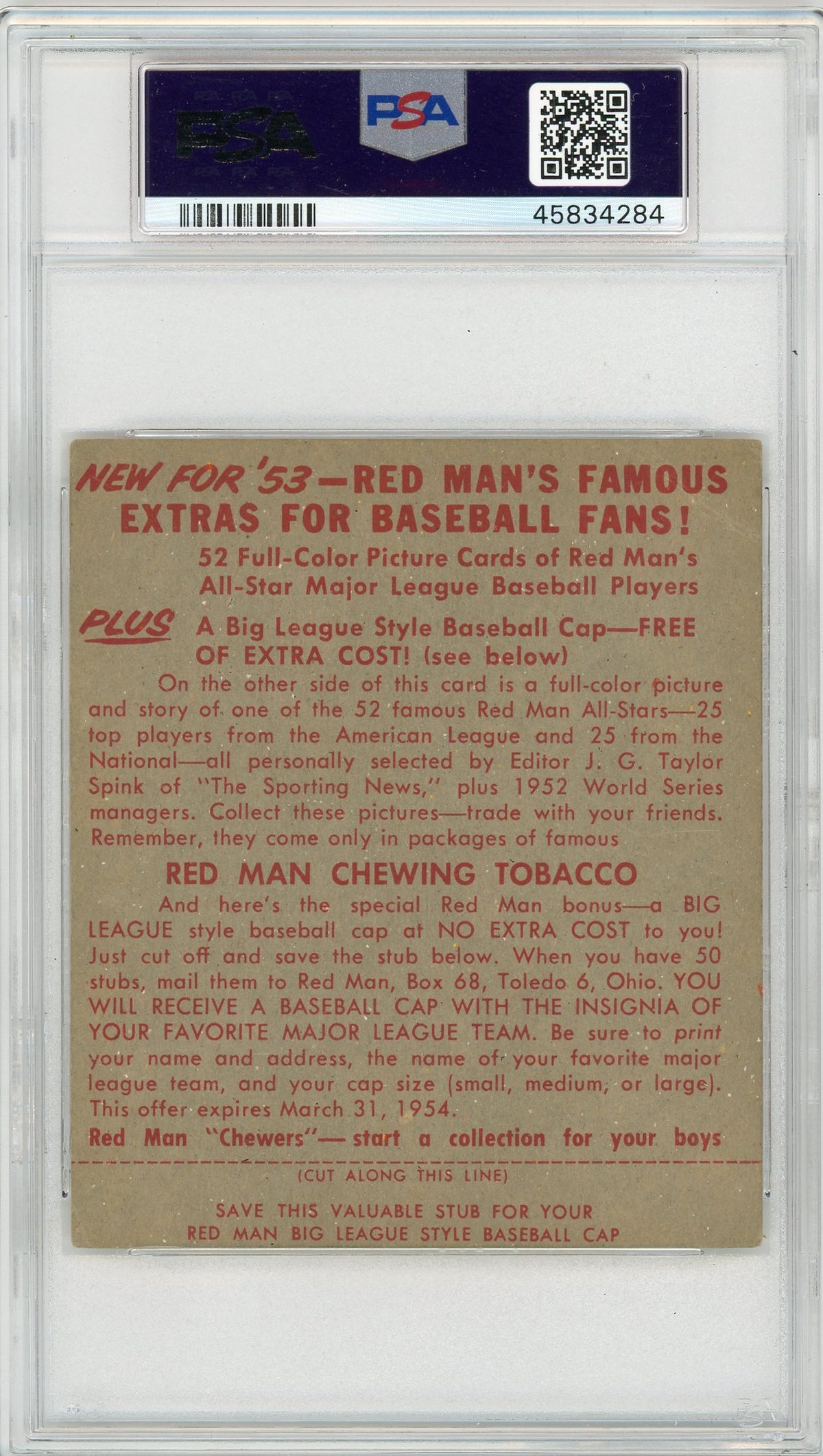 1953 Red Man Tobacco Pee Wee Reese #10 PSA 3