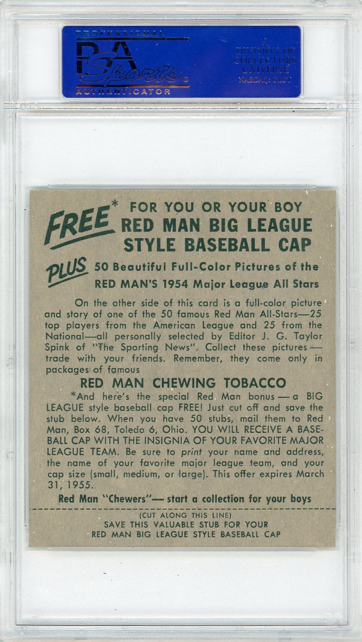 1954 Red Man Tobacco Richie Ashburn #1 PSA 7