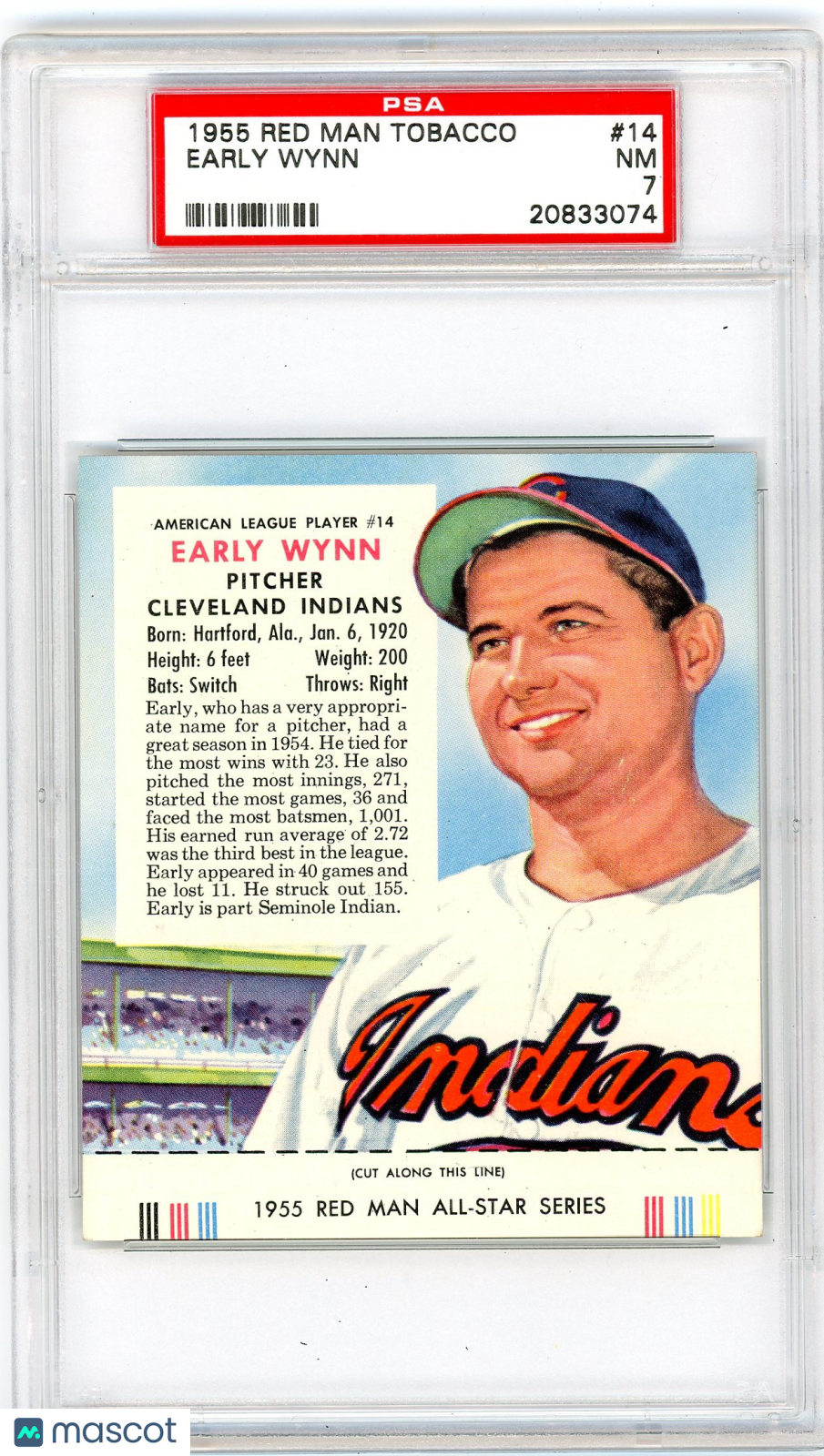 1955 Red Man Tobacco Early Wynn #14 PSA 7