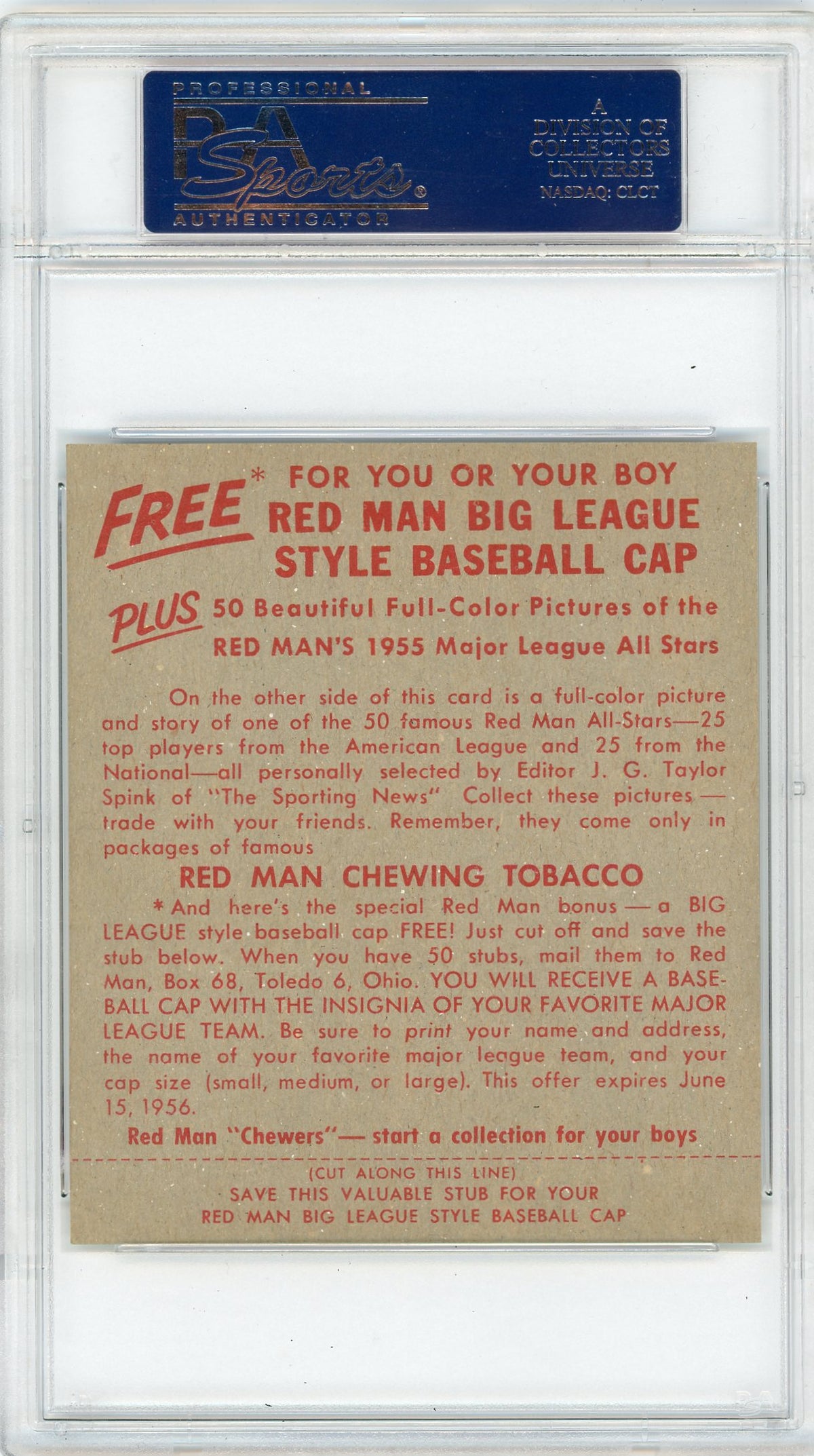 1955 Red Man Tobacco Early Wynn #14 PSA 7