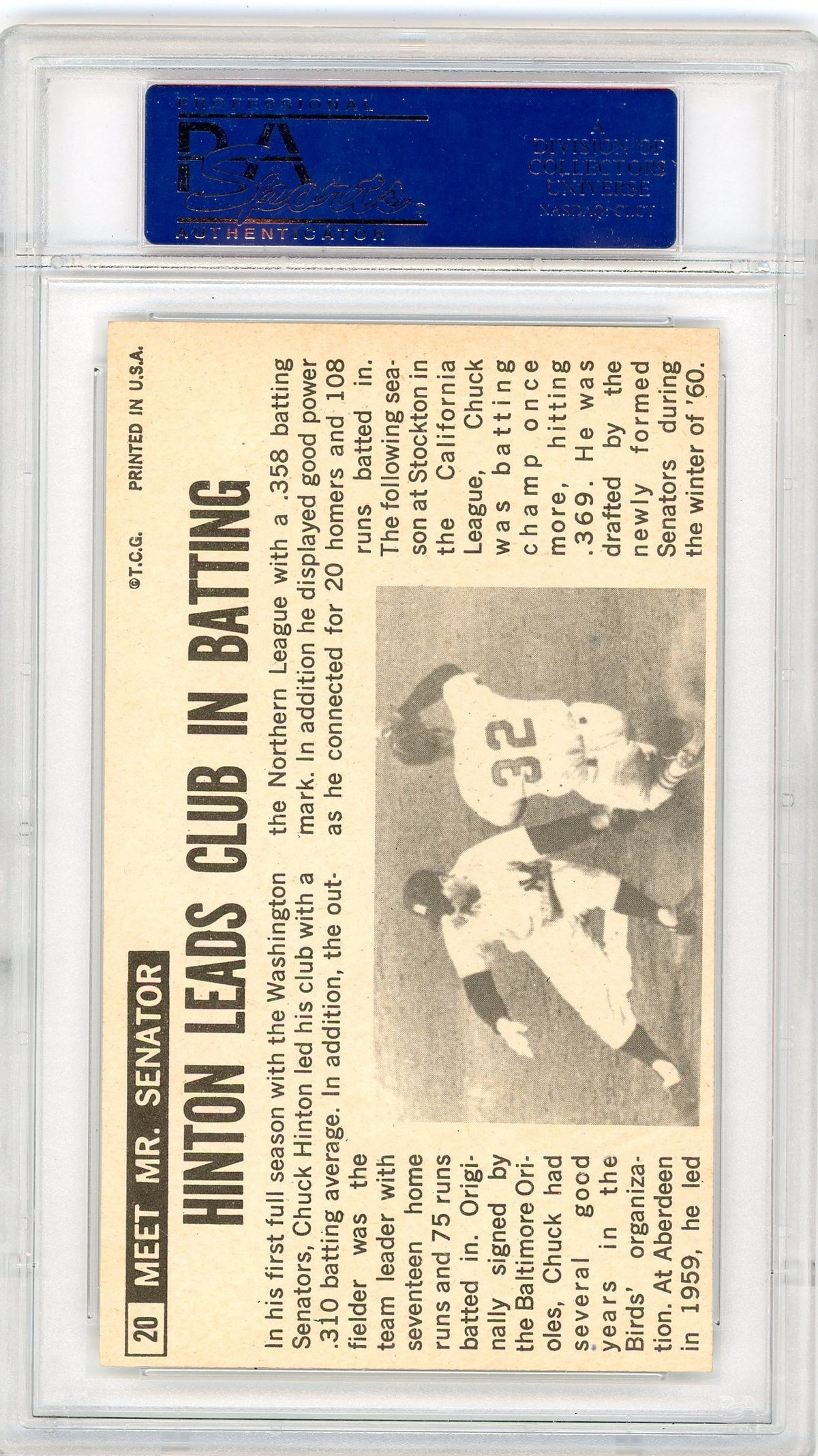 1964 Topps Giants Chuck Hinton #20 PSA 8
