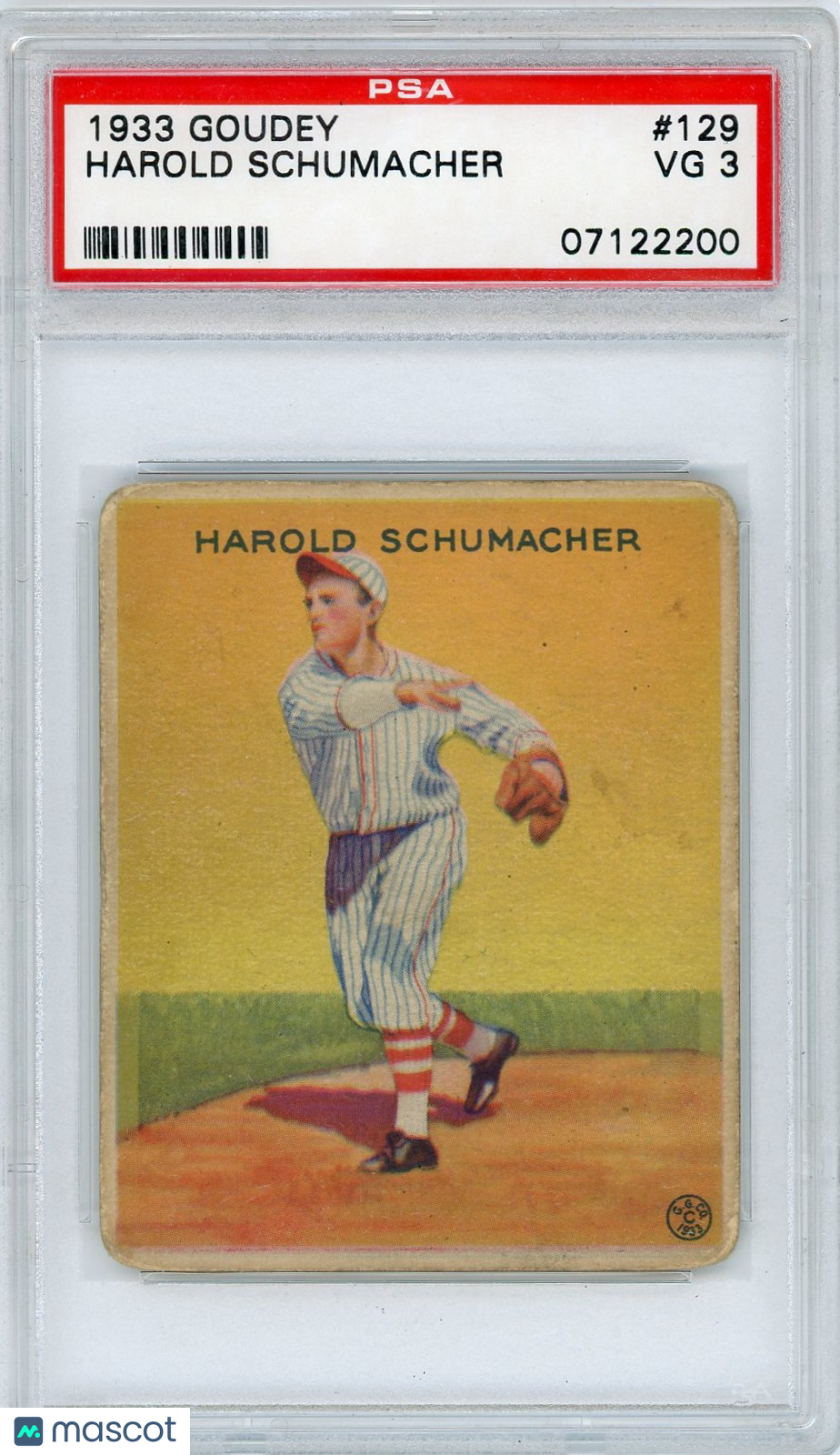 1933 Goudey Harold Schumacher #129 PSA 3