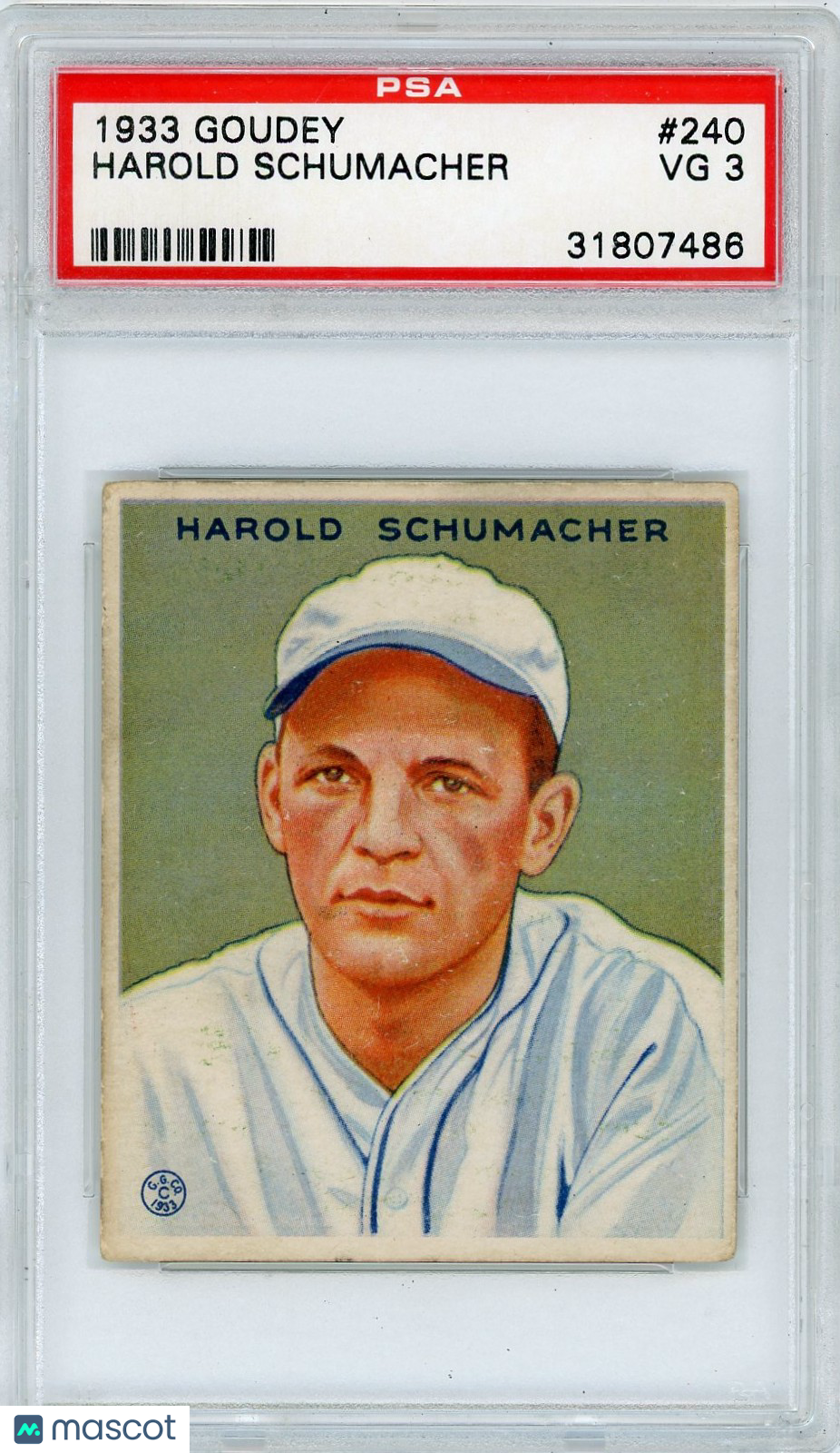 1933 Goudey Harold Schumacher #240 PSA 3