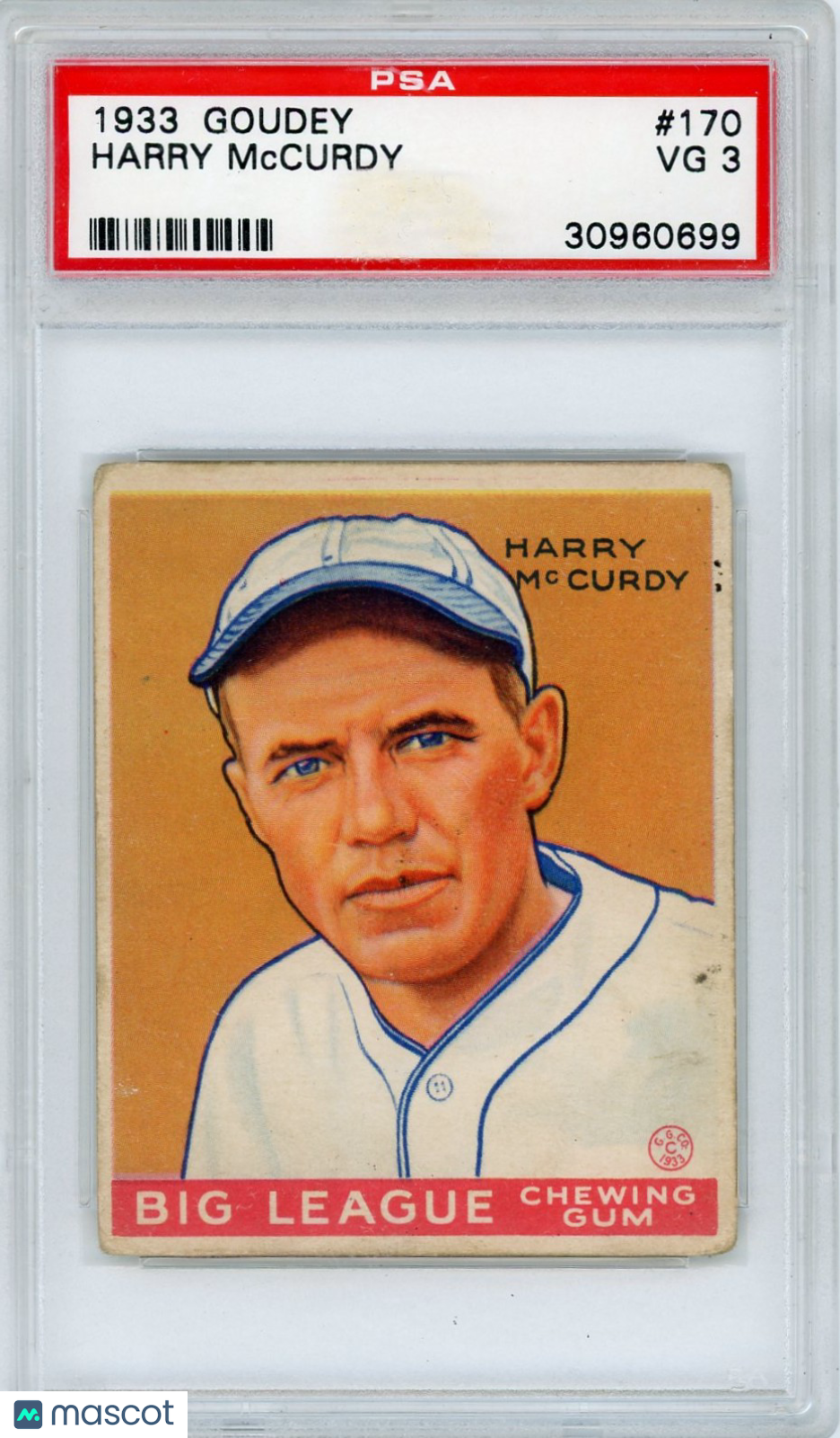 1933 Goudey Harry Mccurdy #170 PSA 3