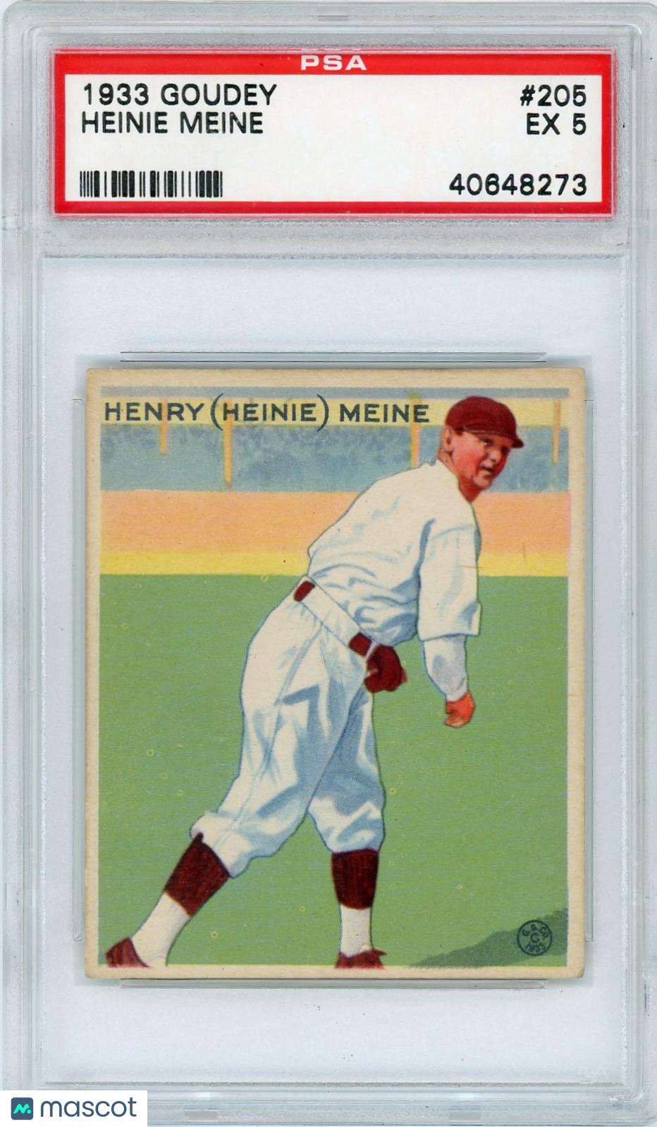 1933 Goudey Heinie Meine #205 PSA 5